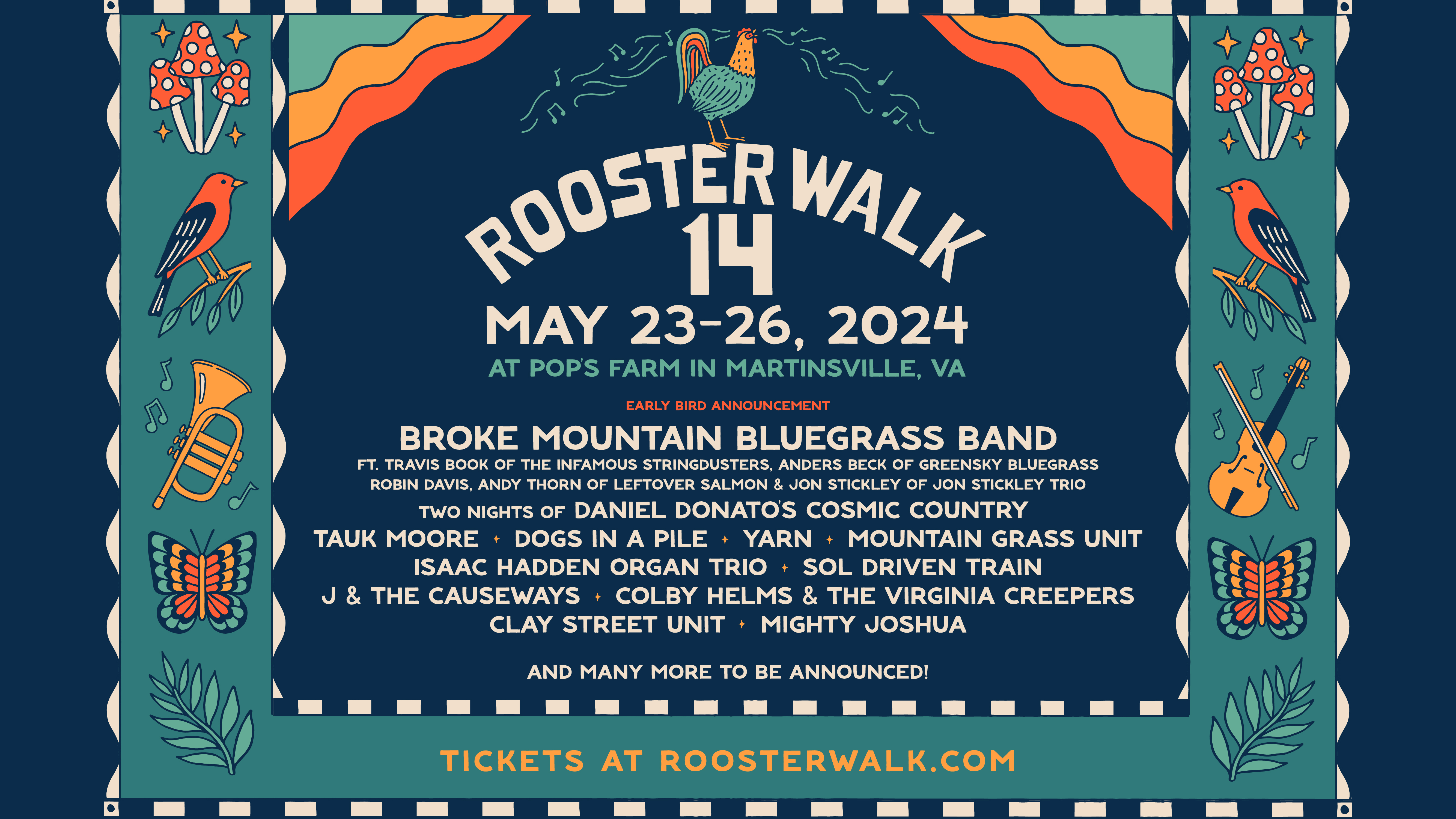 Pickin’, Grinnin’, and a Whole Lot of Bluegrass: Rooster Walk 14’s First Band Announcement