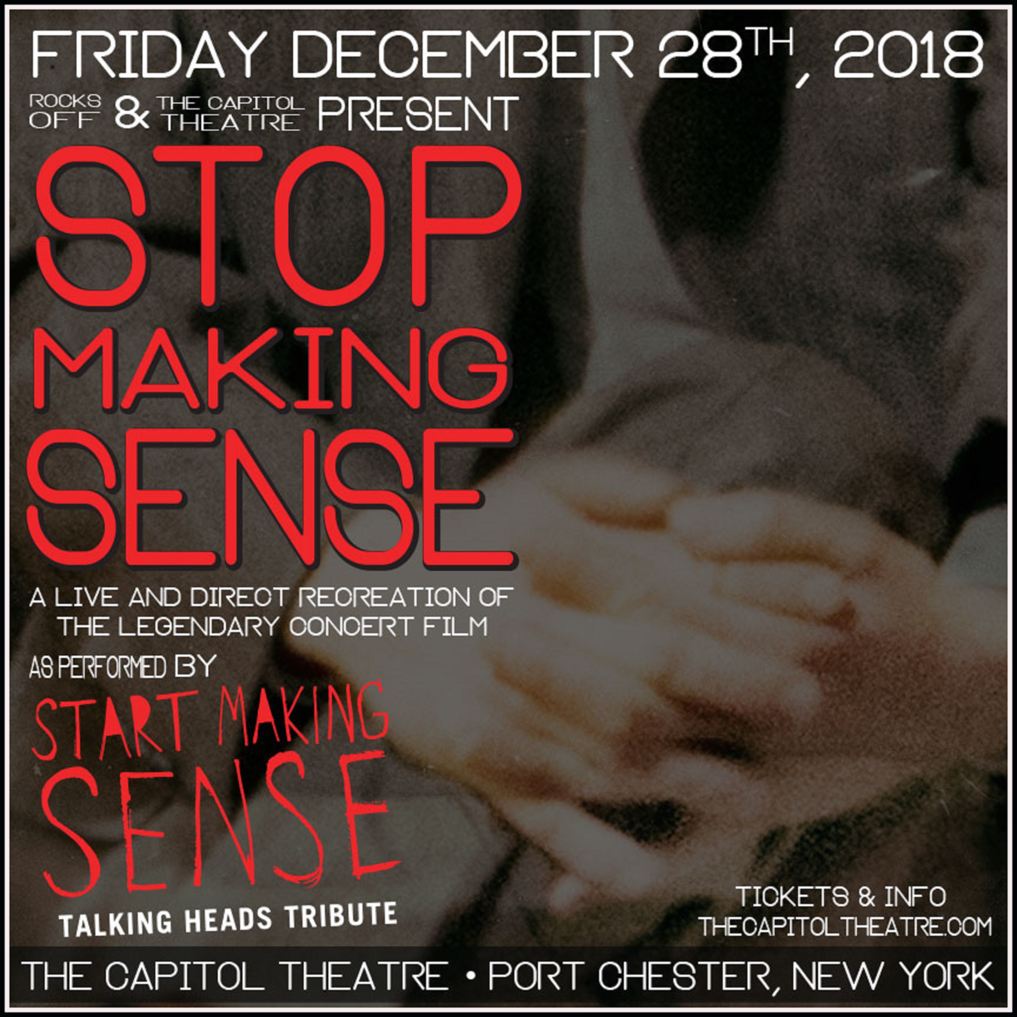 Stop Making Sense Re-Creation at The Cap on Friday, December 28