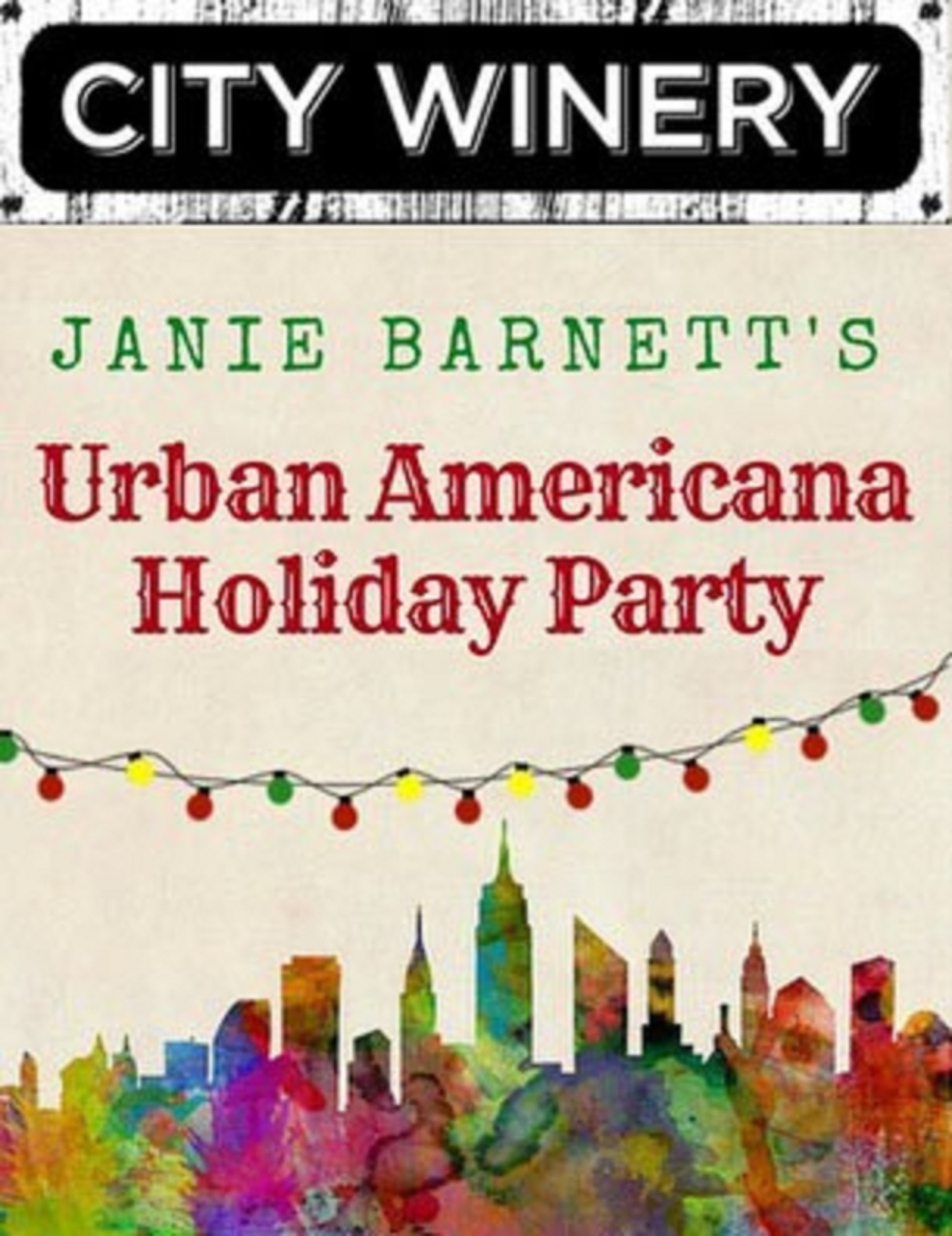JANIE BARNETT TO PRESENT THE FIRST ANNUAL URBAN AMERICANA HOLIDAY PARTY  AT  CITY WINERY
