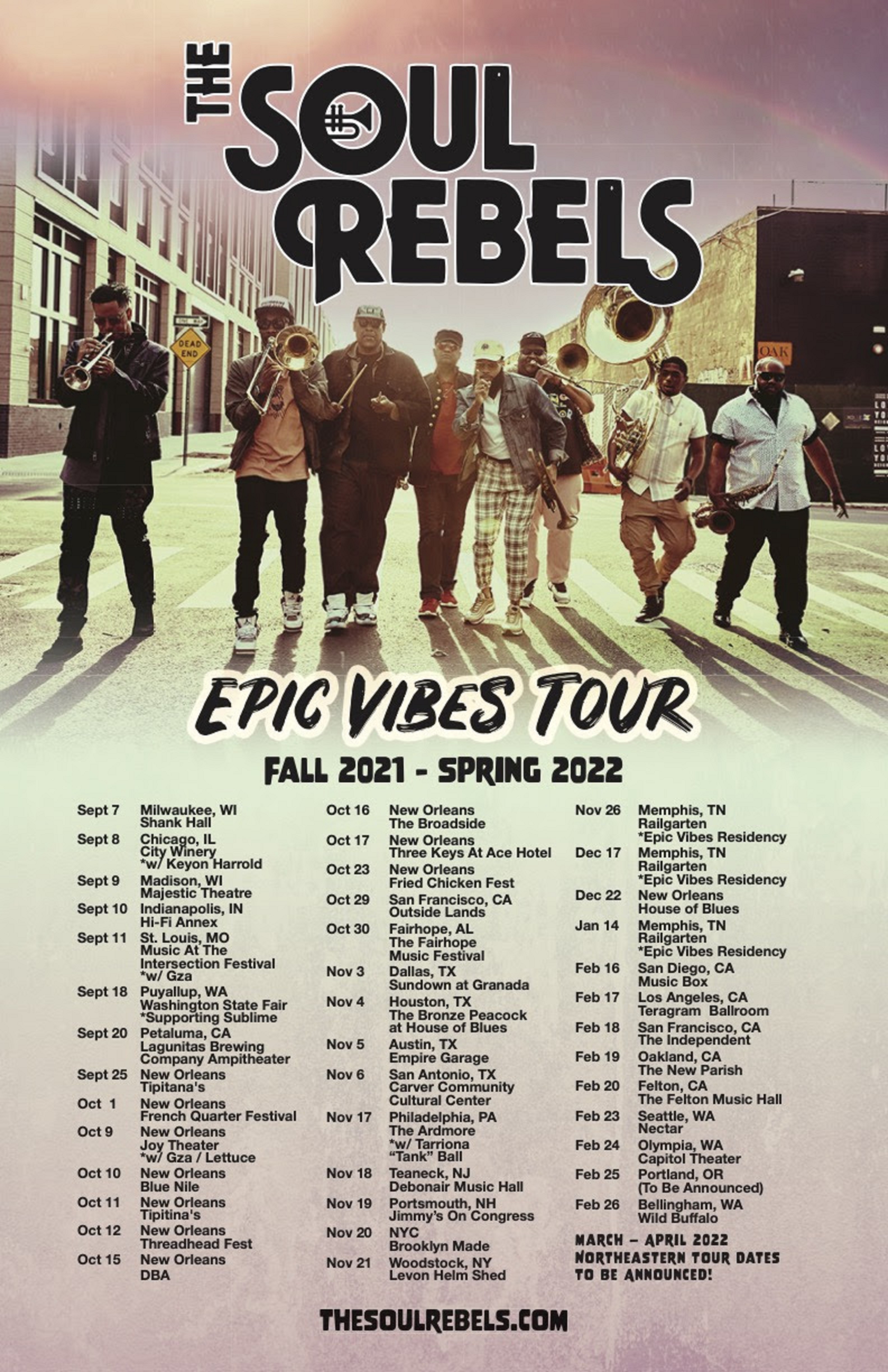 The Soul Rebels Announce 'Epic Vibes Tour' Fall '21 - Spring '22