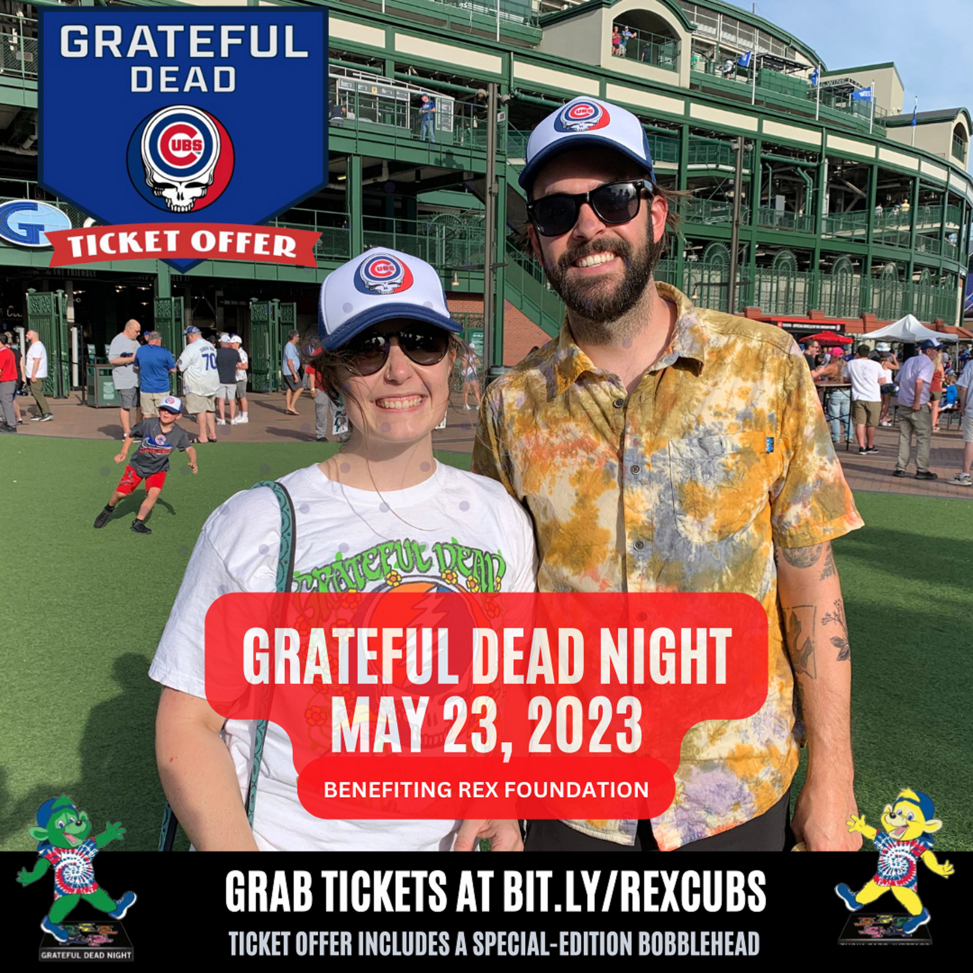 Join Rex Foundation for Cubs Grateful Dead Night on May 23rd, 2023! 