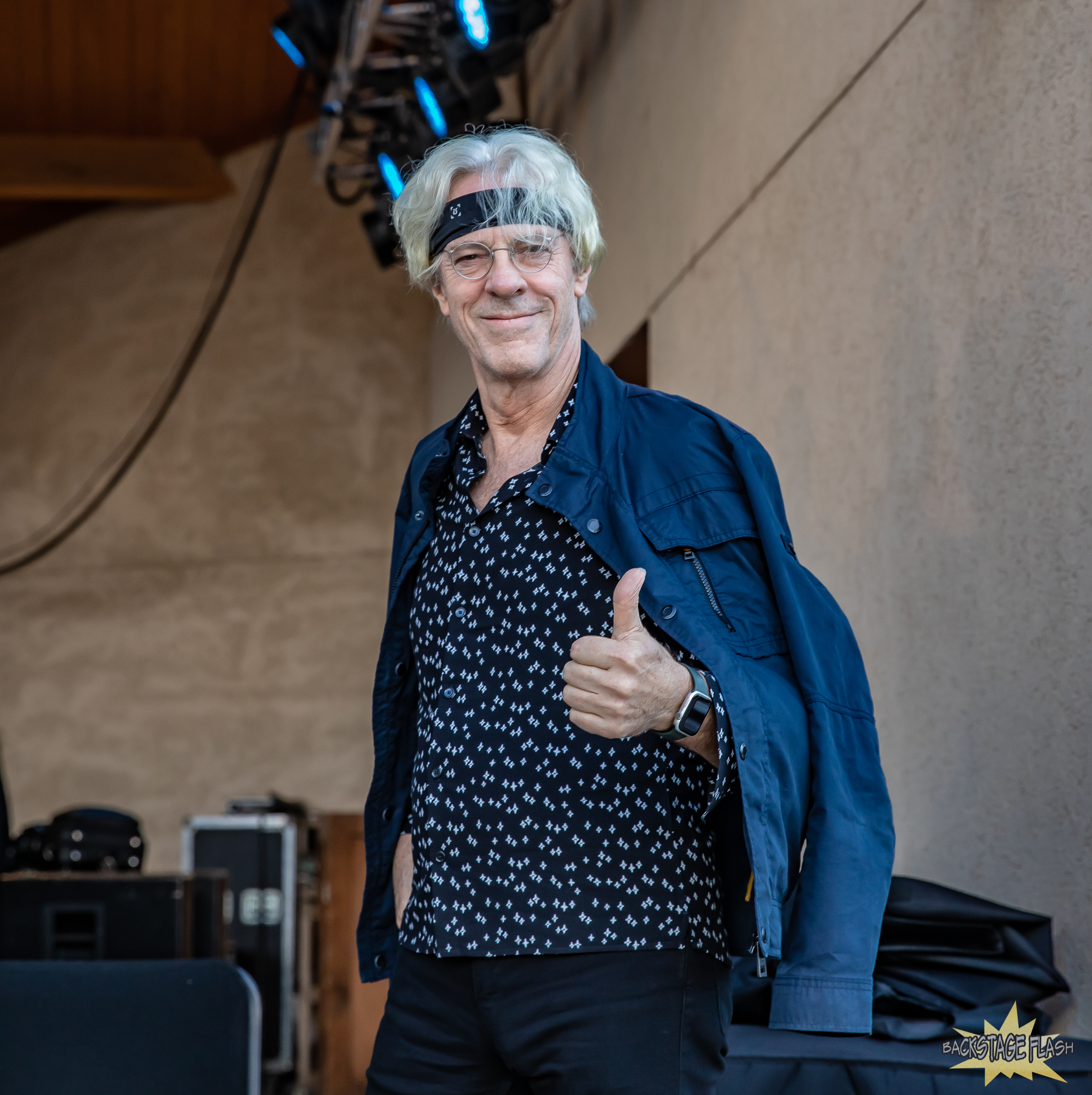 Stewart Copeland gives Backstage Flash a big thumbs up.