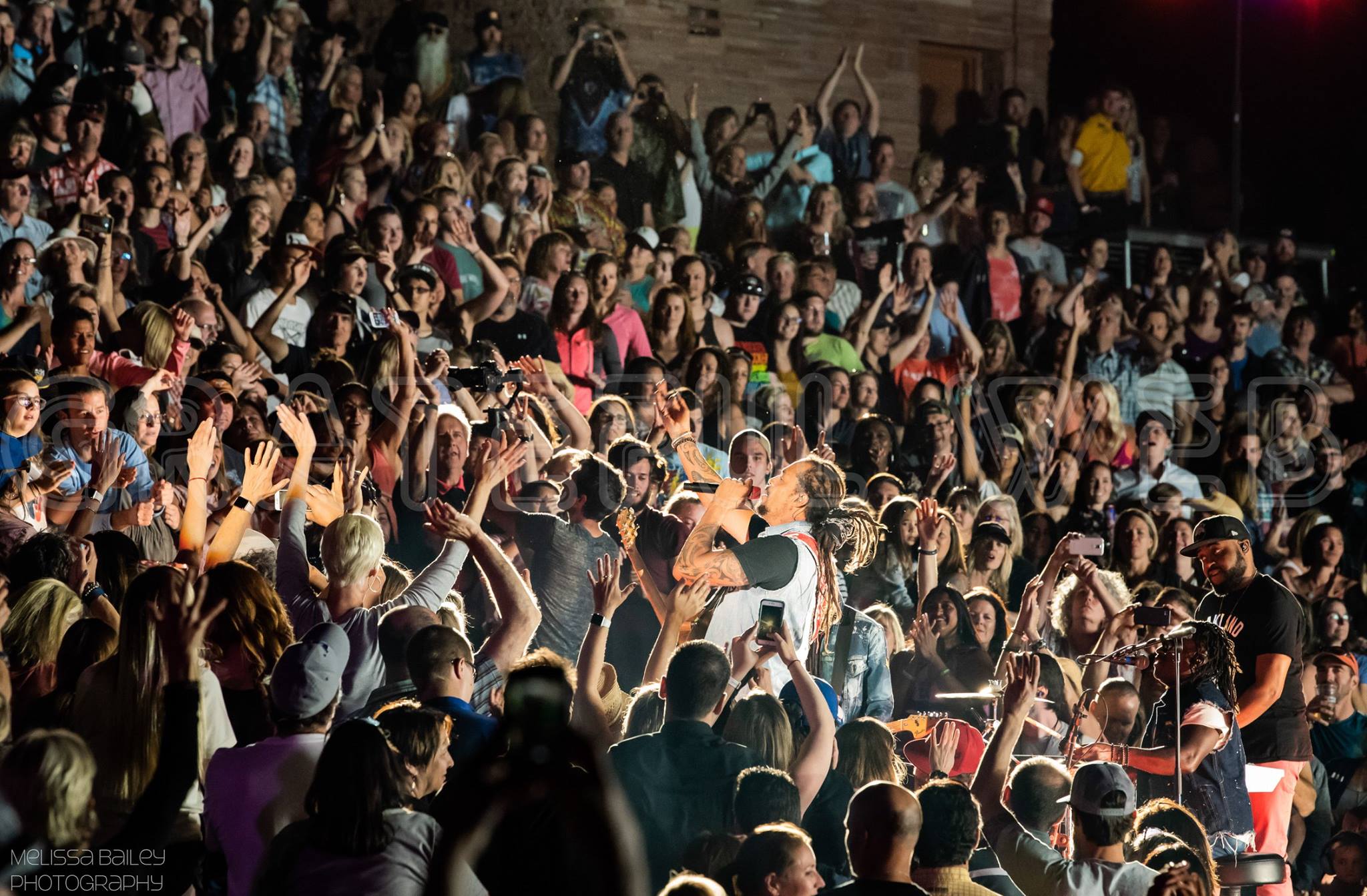 Michael Franti with the Red Rocks crowd - photos by Melissa Bailey