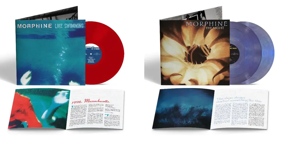 ﻿Like Swimming LP on translucent red wax and The Night 2-LP on purplish hue wax