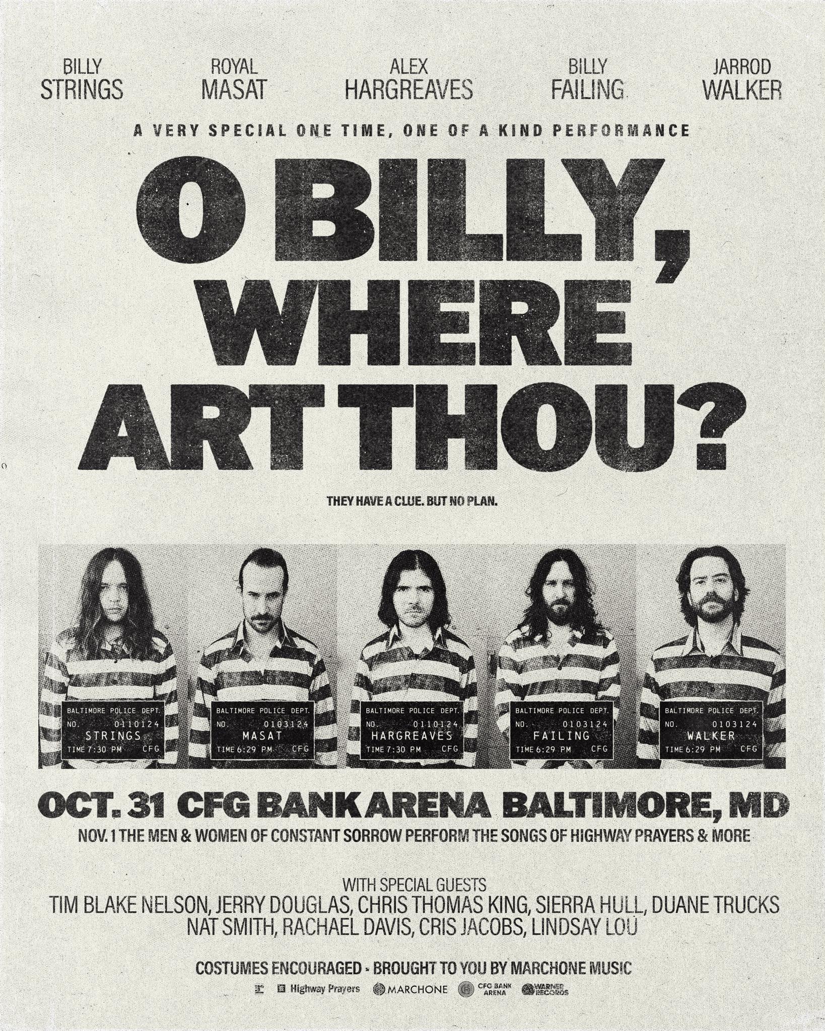 Billy Strings Presents "O Billy, Where Art Thou?" in Baltimore This Halloween