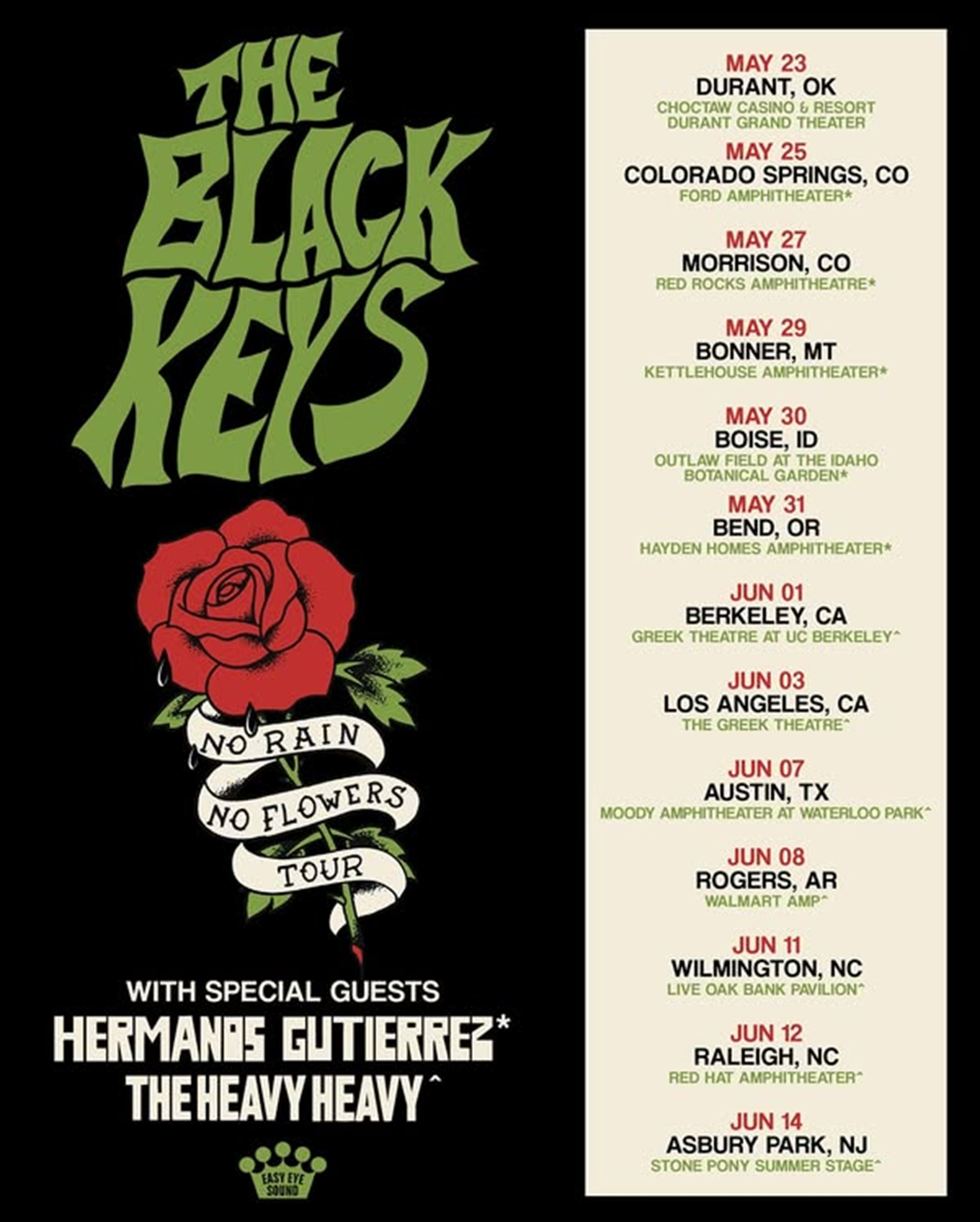 THE BLACK KEYS ANNOUNCE SPRING LEG OF THEIR “NO RAIN NO FLOWERS TOUR”