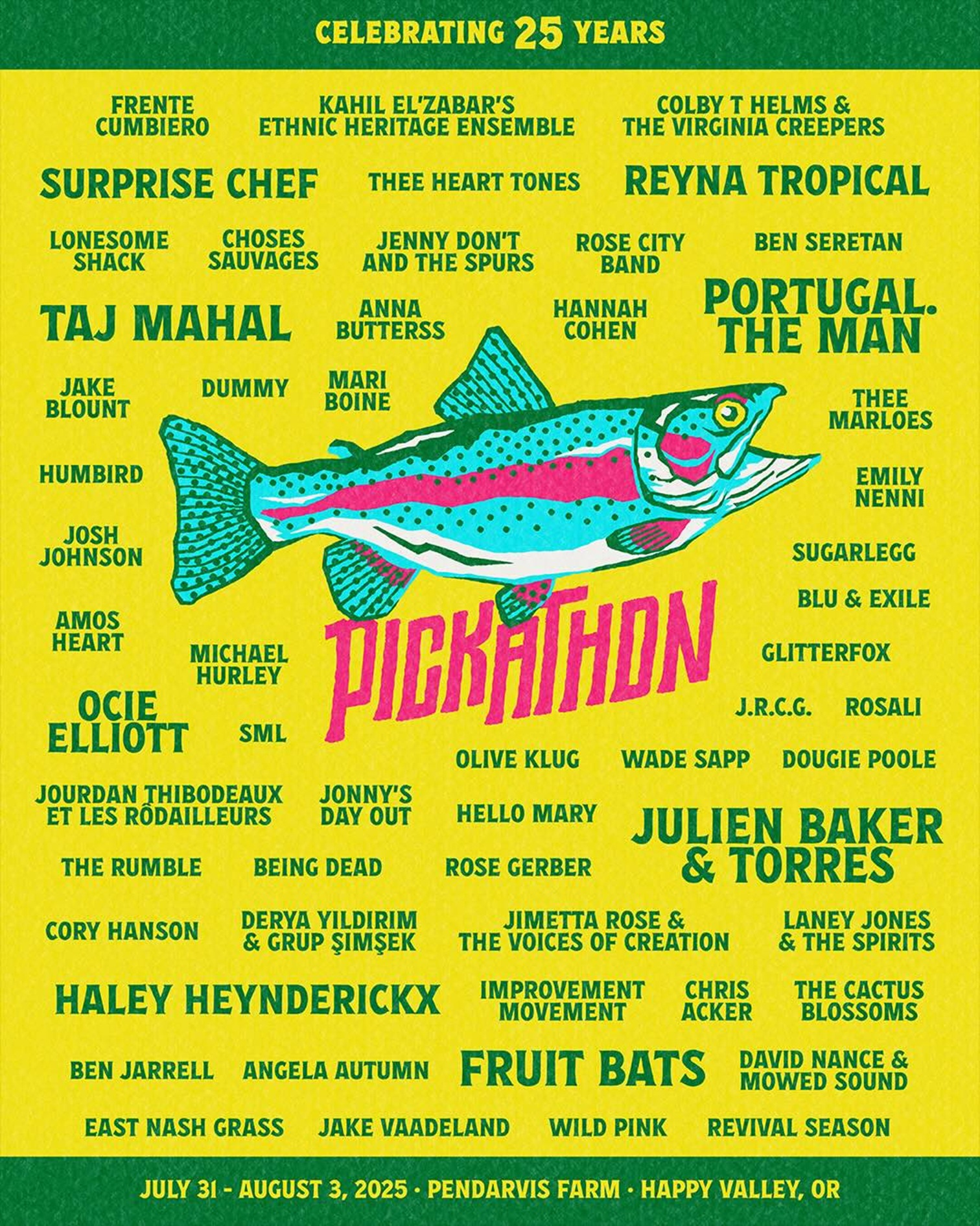 Pickathon Announces 25th Anniversary Festival Lineup w/ Portugal. The Man, Taj Mahal, Fruit Bats, Julien Baker & TORRES & More!