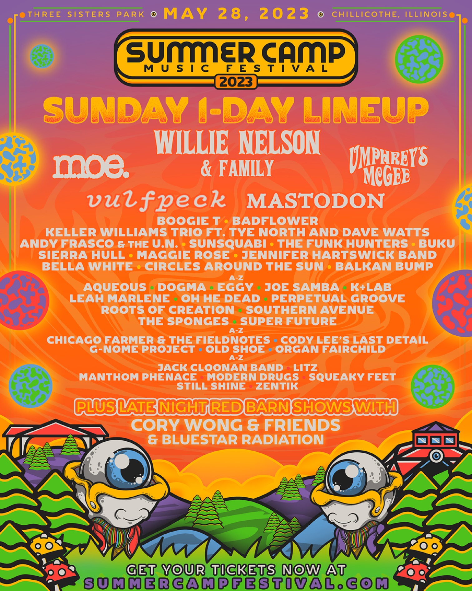 Summer Camp Music Festival is proud to present the Sunday 1Day lineup
