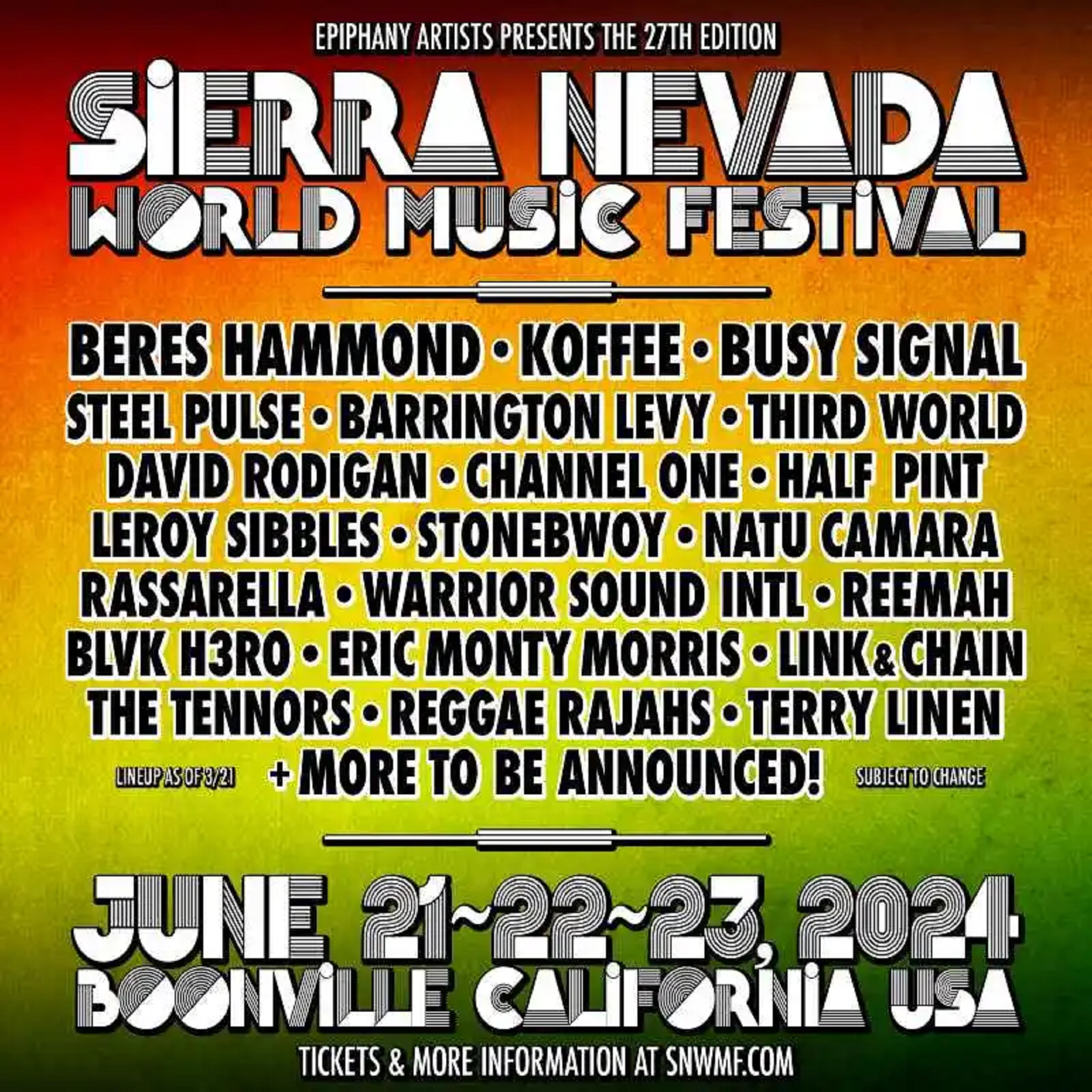 Sierra Nevada World Music Festival Returns for 2024: Celebrating Reggae and World Music