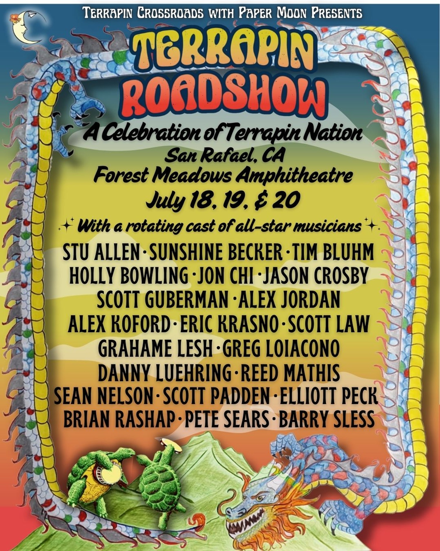 Terrapin Roadshow Unveils Star-Studded Lineup for Three-Day Run at Marin County’s Forest Meadows Amphitheatre, July 18-20