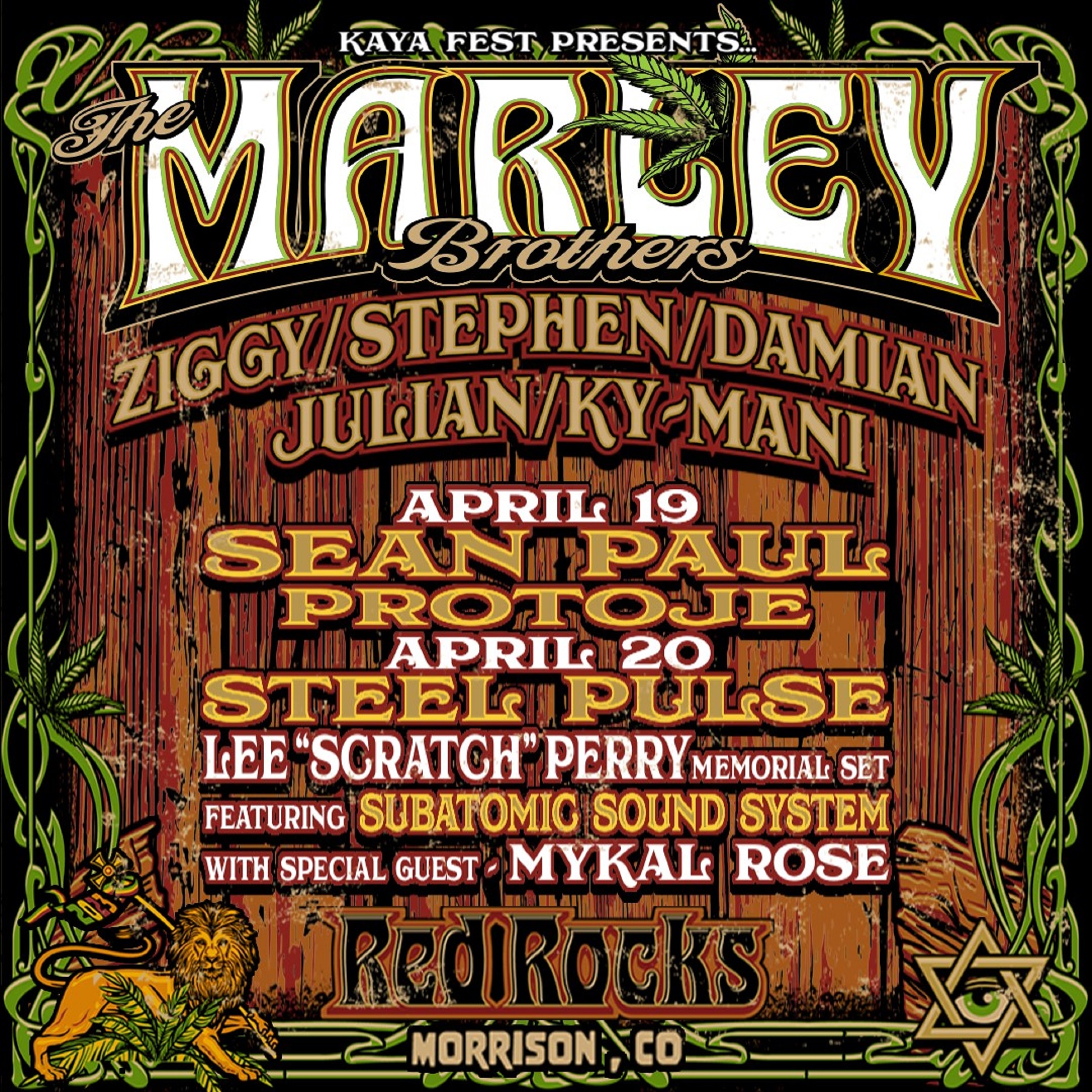 THE MARLEY BROTHERS Red Rocks Amphitheatre April 19 + 20, 2023