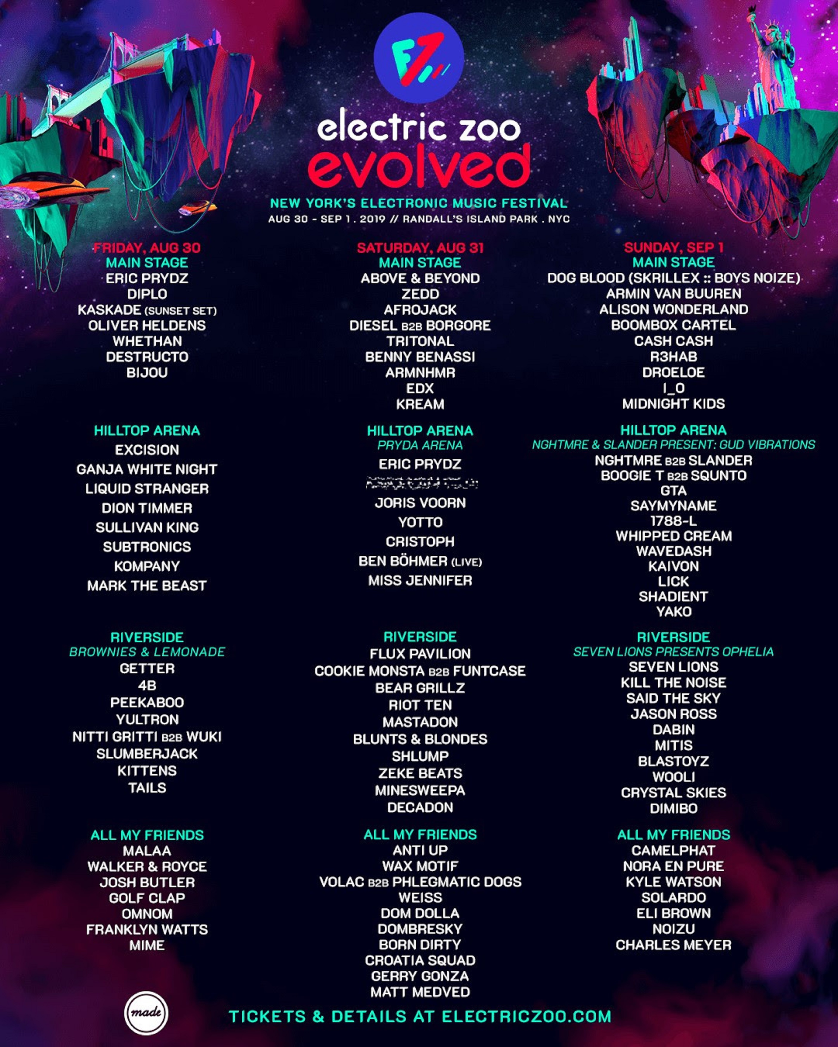 ELECTRIC ZOO EVOLVED Announces Stage By Stage Daily LineUps