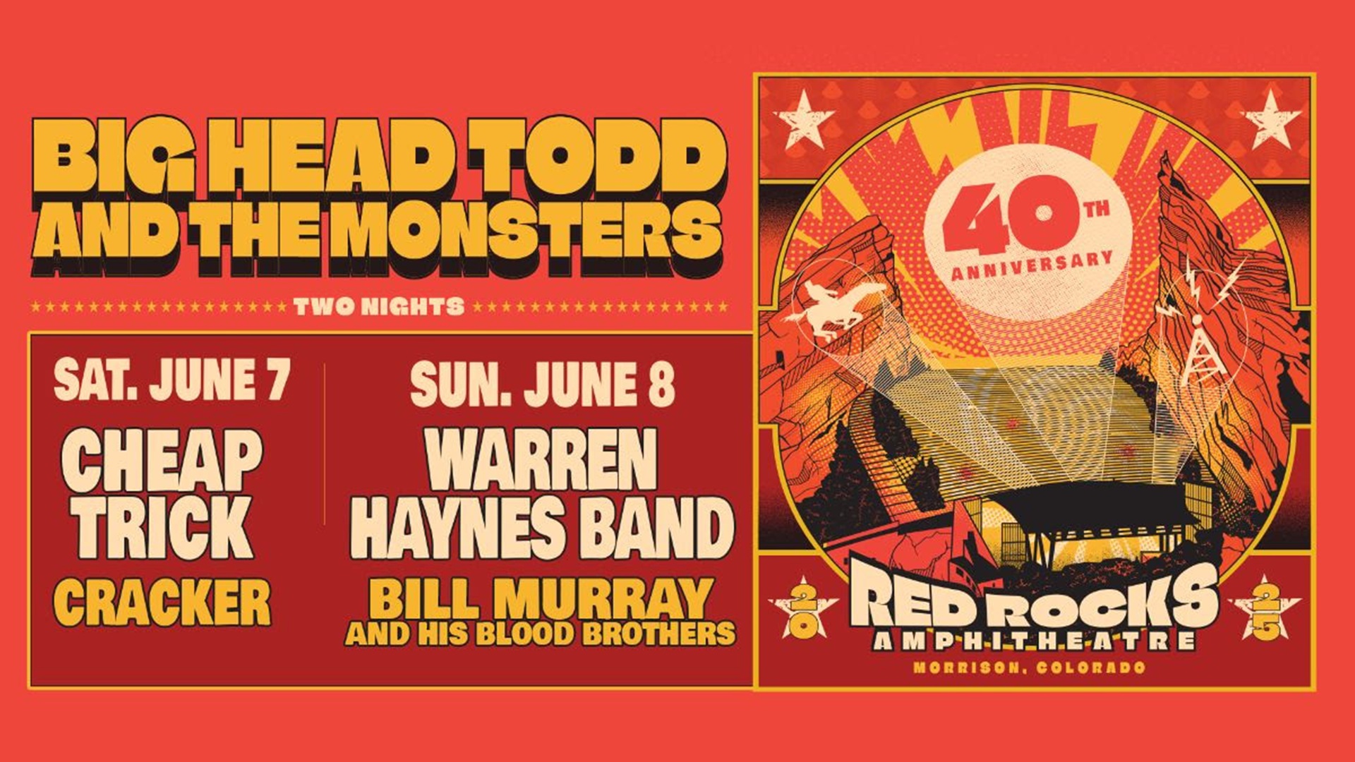 BIG HEAD TODD AND THE MONSTERS CELEBRATE THEIR 40TH ANNIVERSARY WITH TWO SPECIAL NIGHTS AT RED ROCKS AMPHITHEATRE