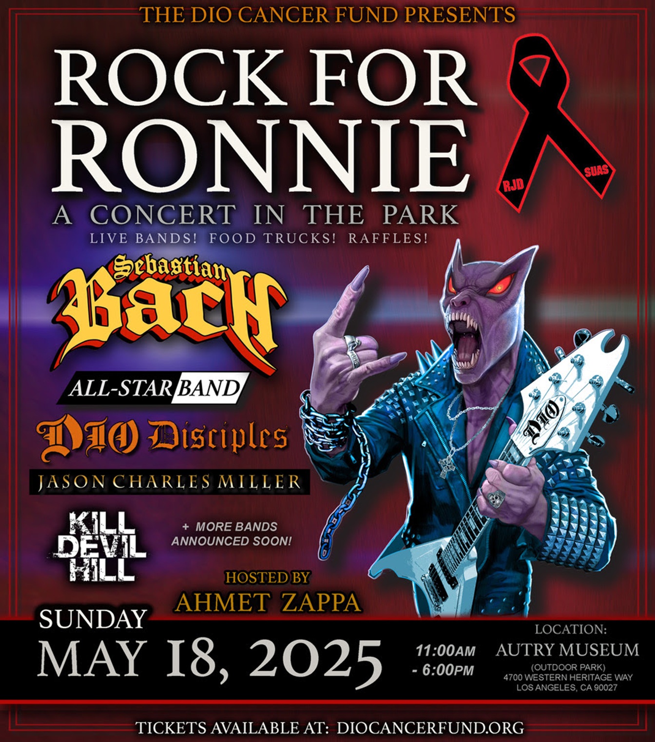 ROCK FOR RONNIE Concert in the Park Set for Sunday, May 18 at Autry Museum in Griffith Park Benefiting Dio Cancer Fund