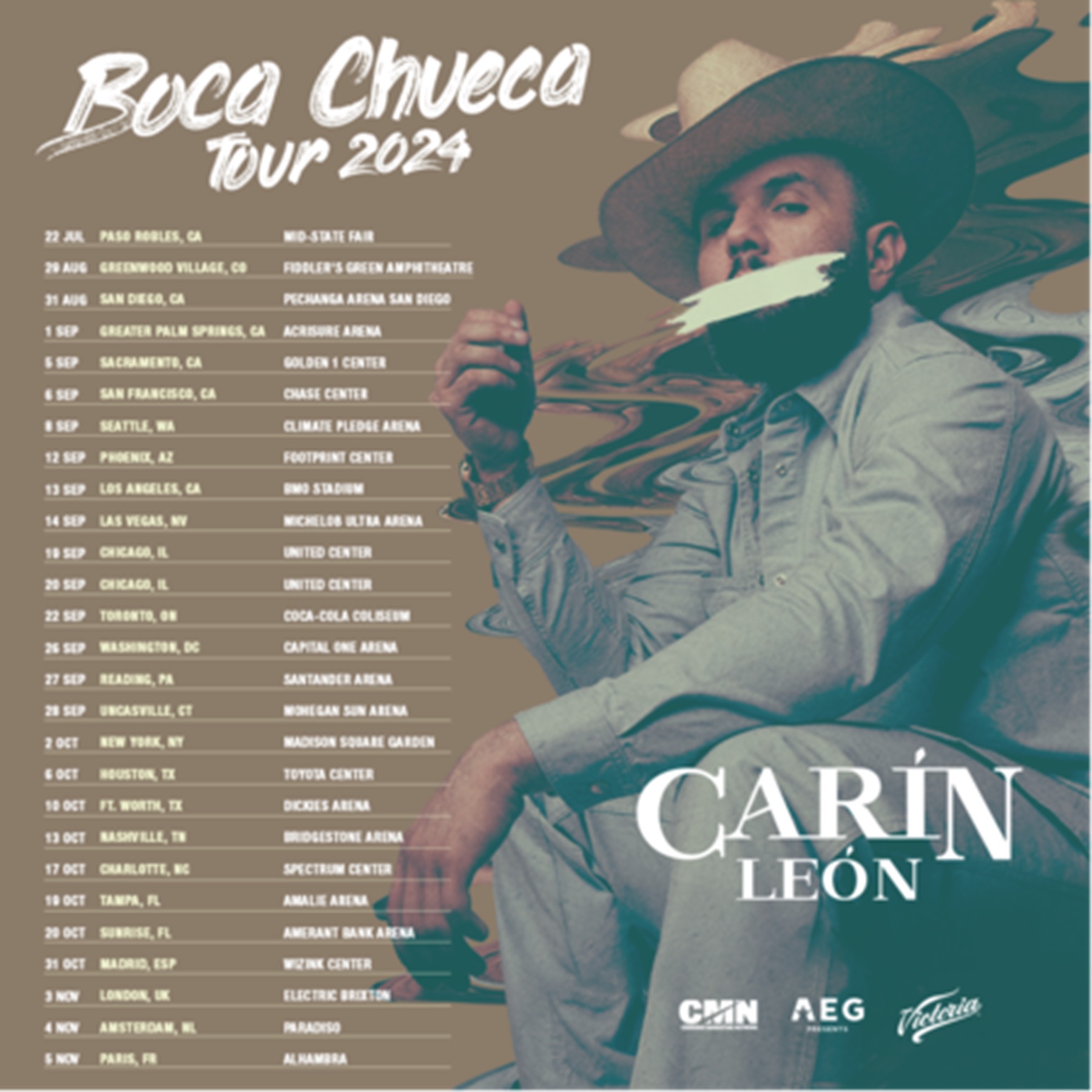 Carin León confirms North American Arena dates || Boca Chueca Tour 2024