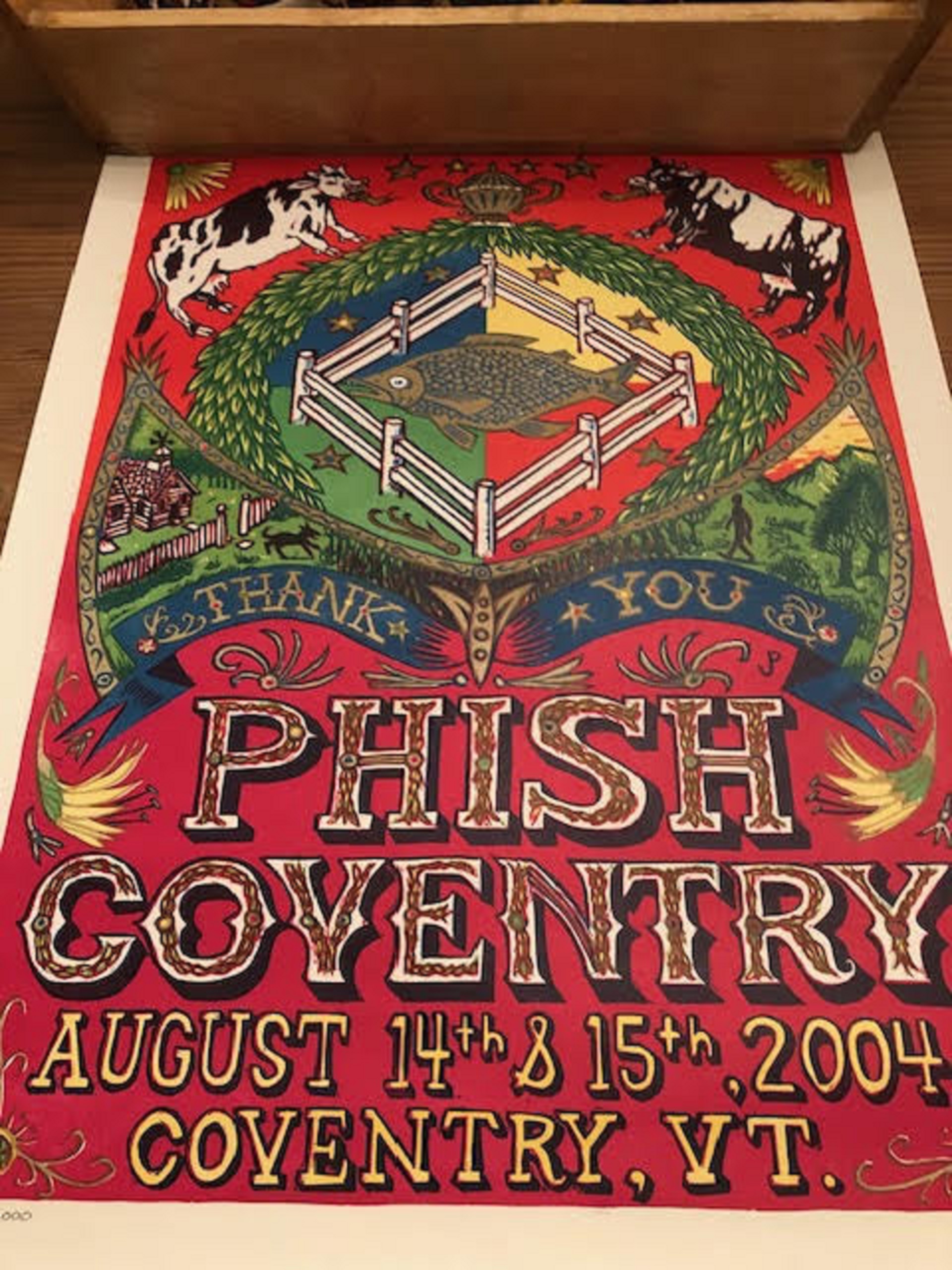Coventry poster signed by all 4 members of Phish and the artist, Jim Pollock