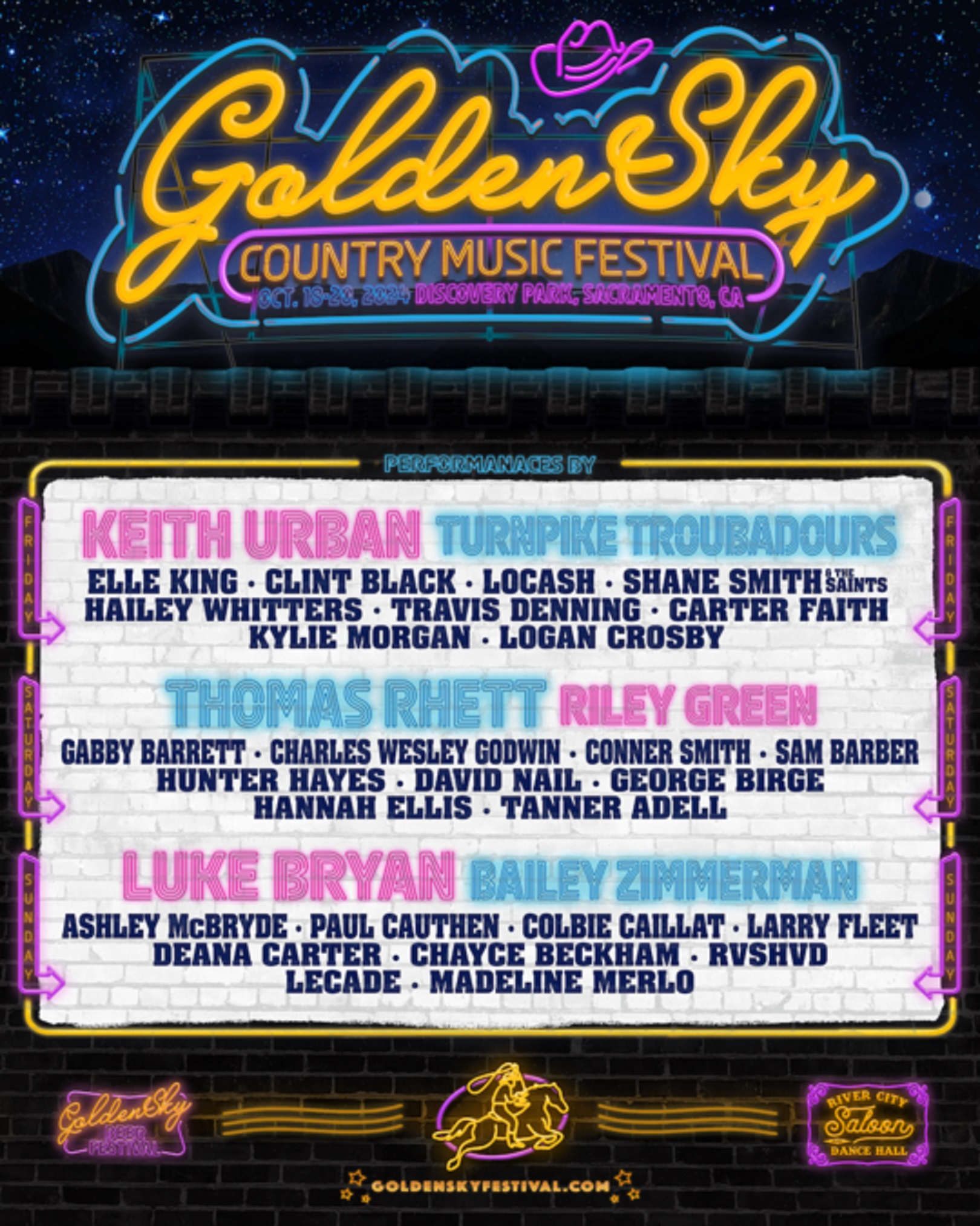 GoldenSky Country Music Festival Expands To 3 Days (Oct. 18-20) At Discovery Park In Sacramento, CA