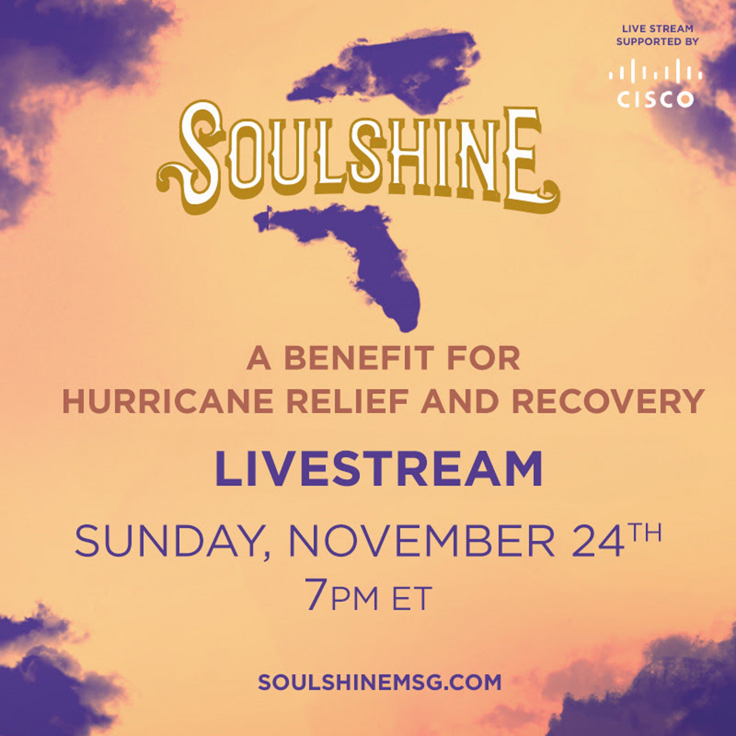 Soulshine: Live from MSG – A Global Benefit Concert for Hurricane Relief starting at 7 PM EST