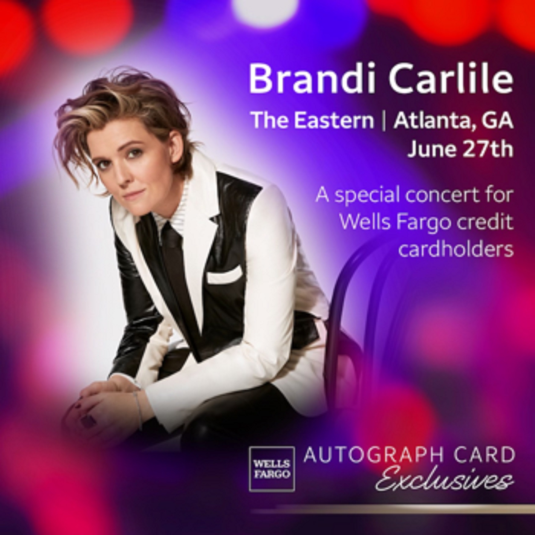 Brandi Carlile confirms special concert exclusively for Wells Fargo Autograph Credit card holders at Atlanta's The Eastern on June 27