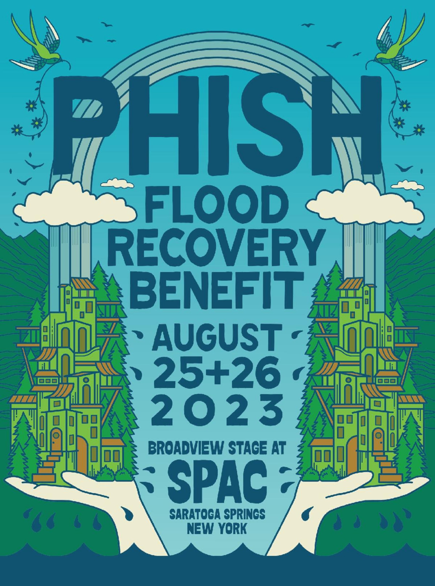 Phish announce free webcasts of flood recovery shows at SPAC Aug 25