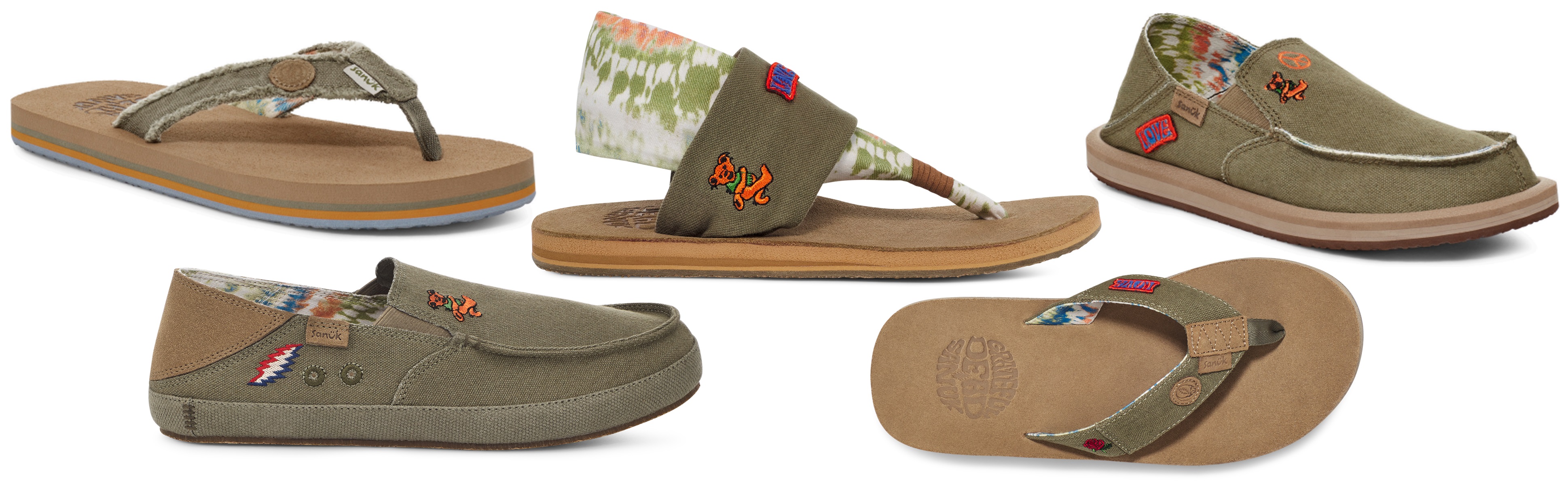 Sanuk flip best sale flops grateful dead