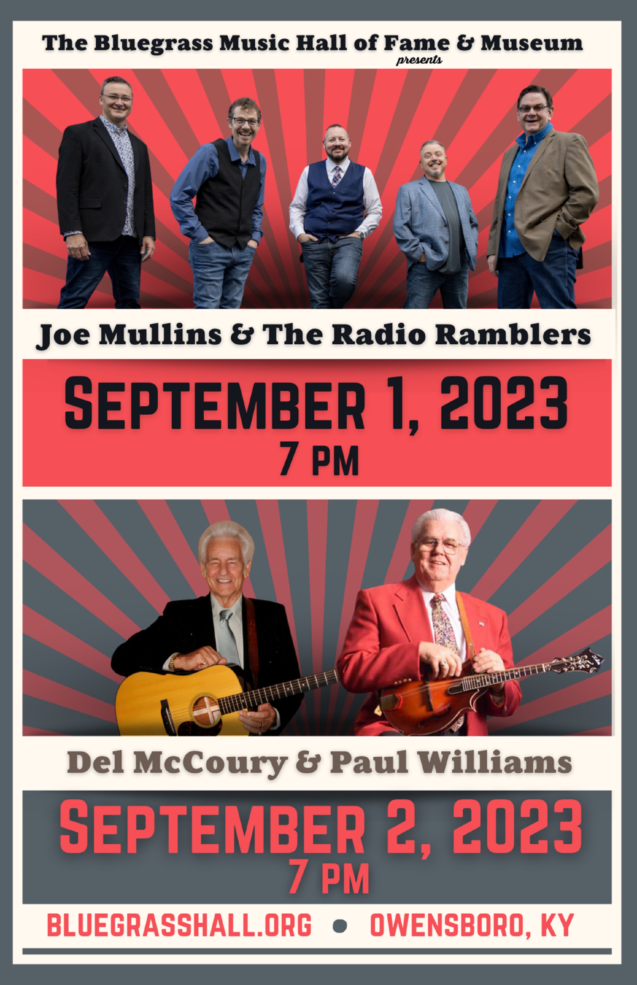 Del McCoury Added To Bluegrass Hall of Fame Weekend with Paul Williams, Joe Mullins & The Radio Ramblers