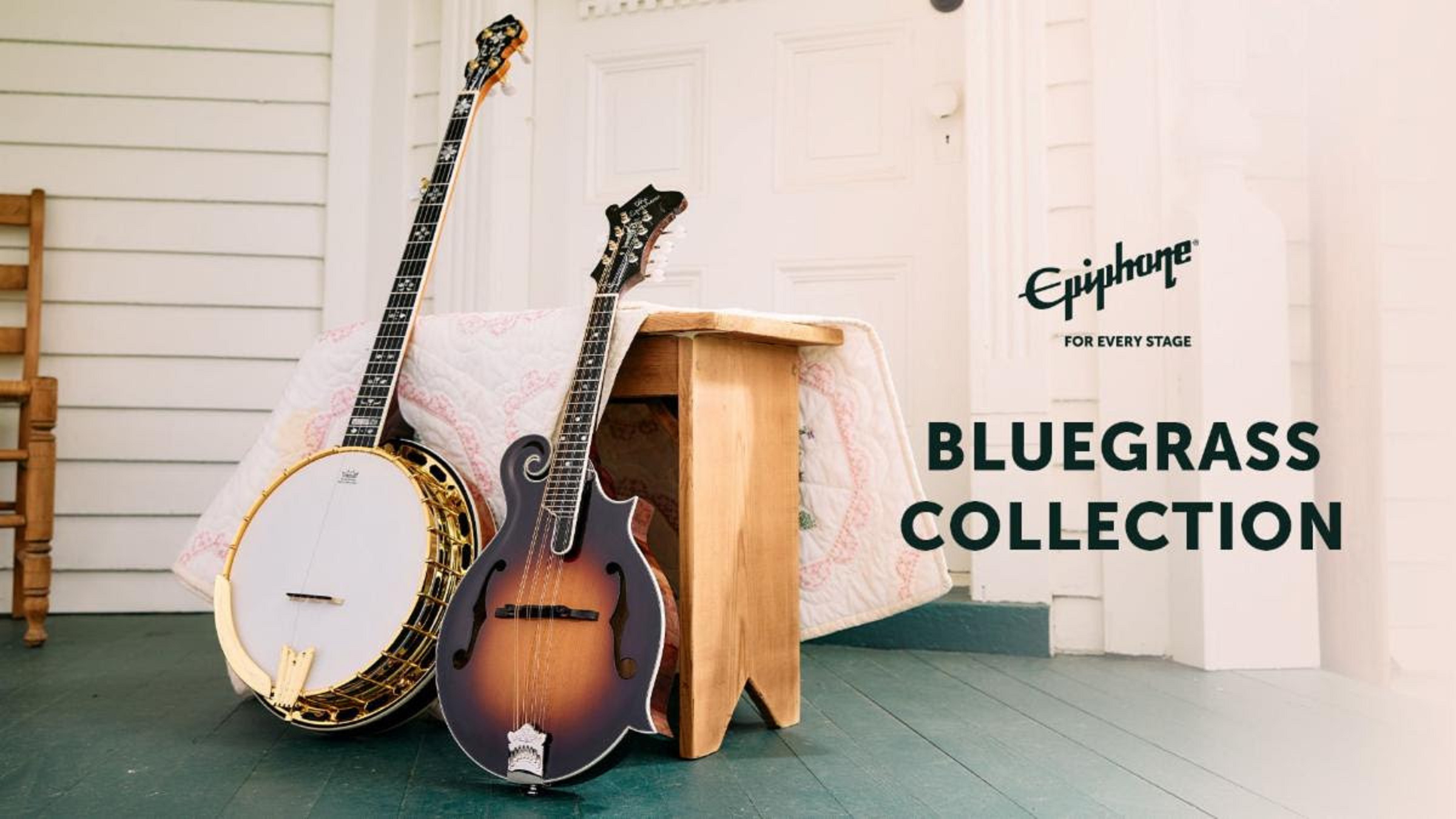 Epiphone Bluegrass Collection Announces the Earl Scruggs Golden Deluxe Banjo, Mastertone Bowtie and Classic Banjos, and the F-5G, Mandobird, and the F-5 Studio Mandolins