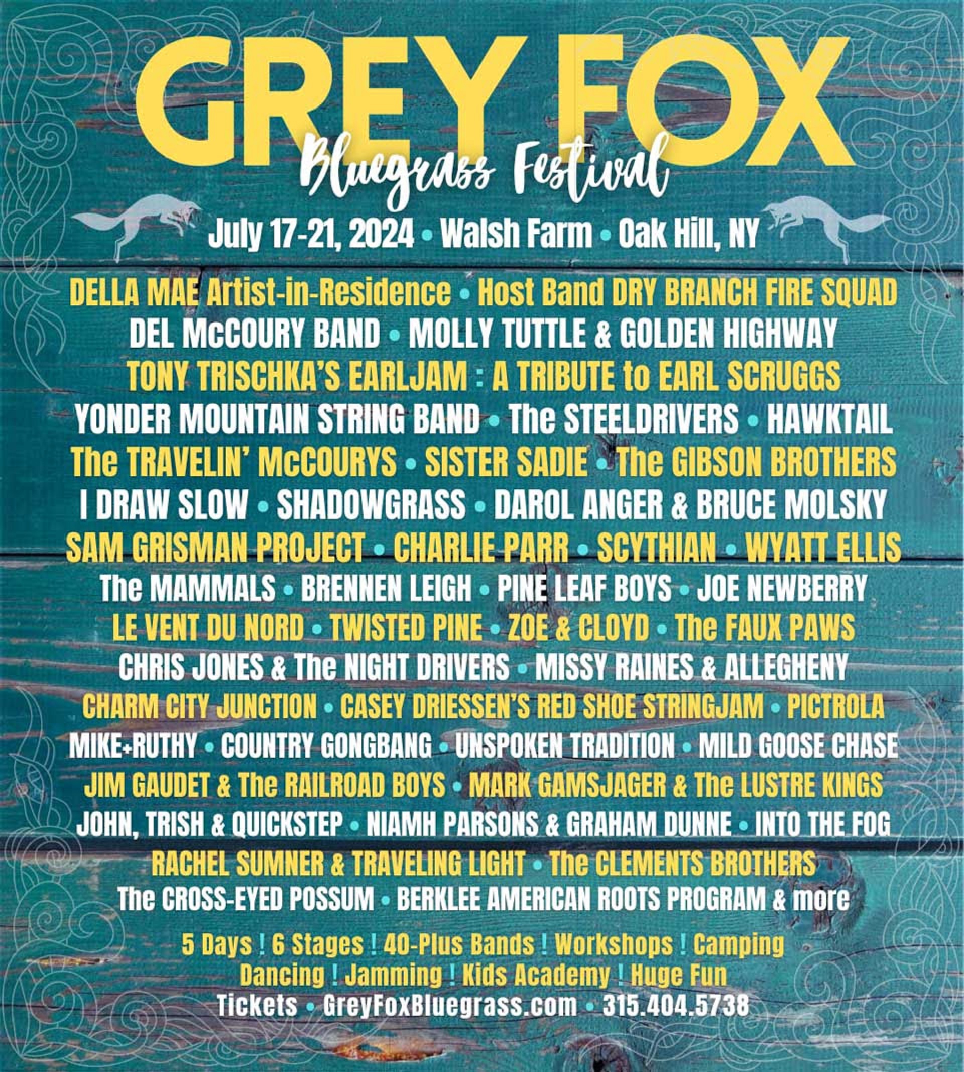 Grey Fox Bluegrass Festival Shares 2024 Stage Schedules