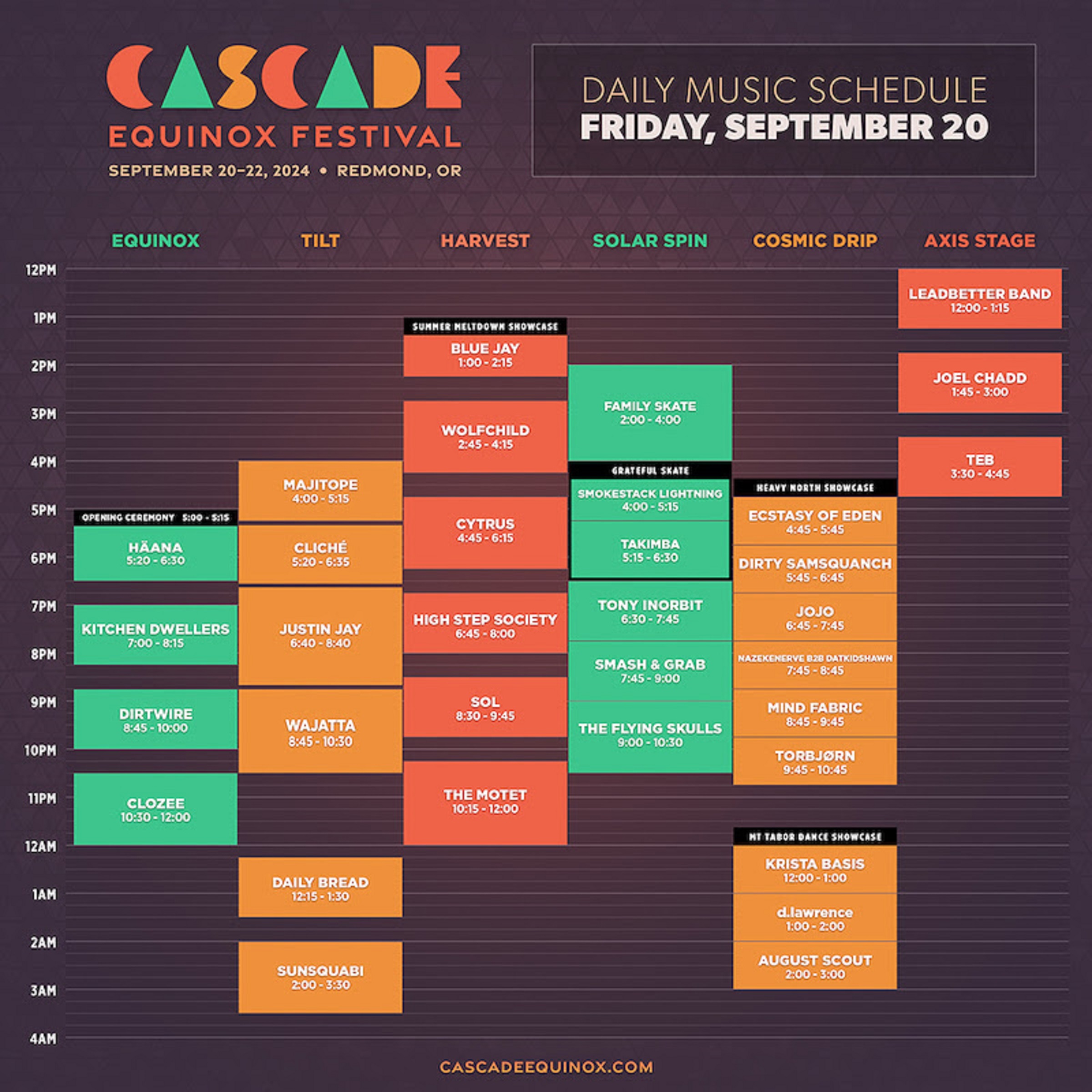 Cascade Equinox unveils set times and experiential programming for 2024 edition