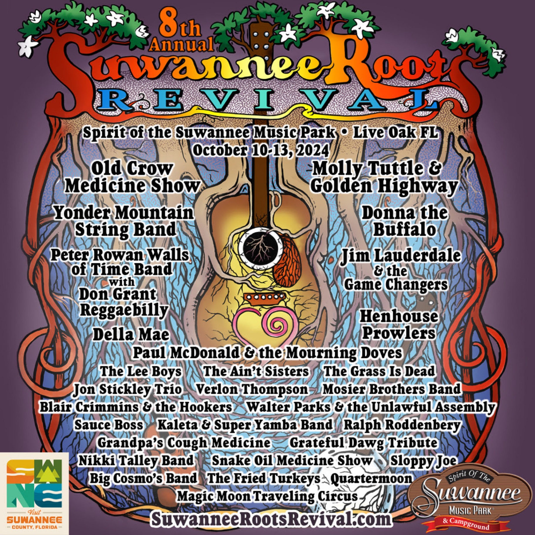 Daily Schedules Announced for Suwannee Roots Revival - October 10-13 at Spirit of the Suwannee Music Park