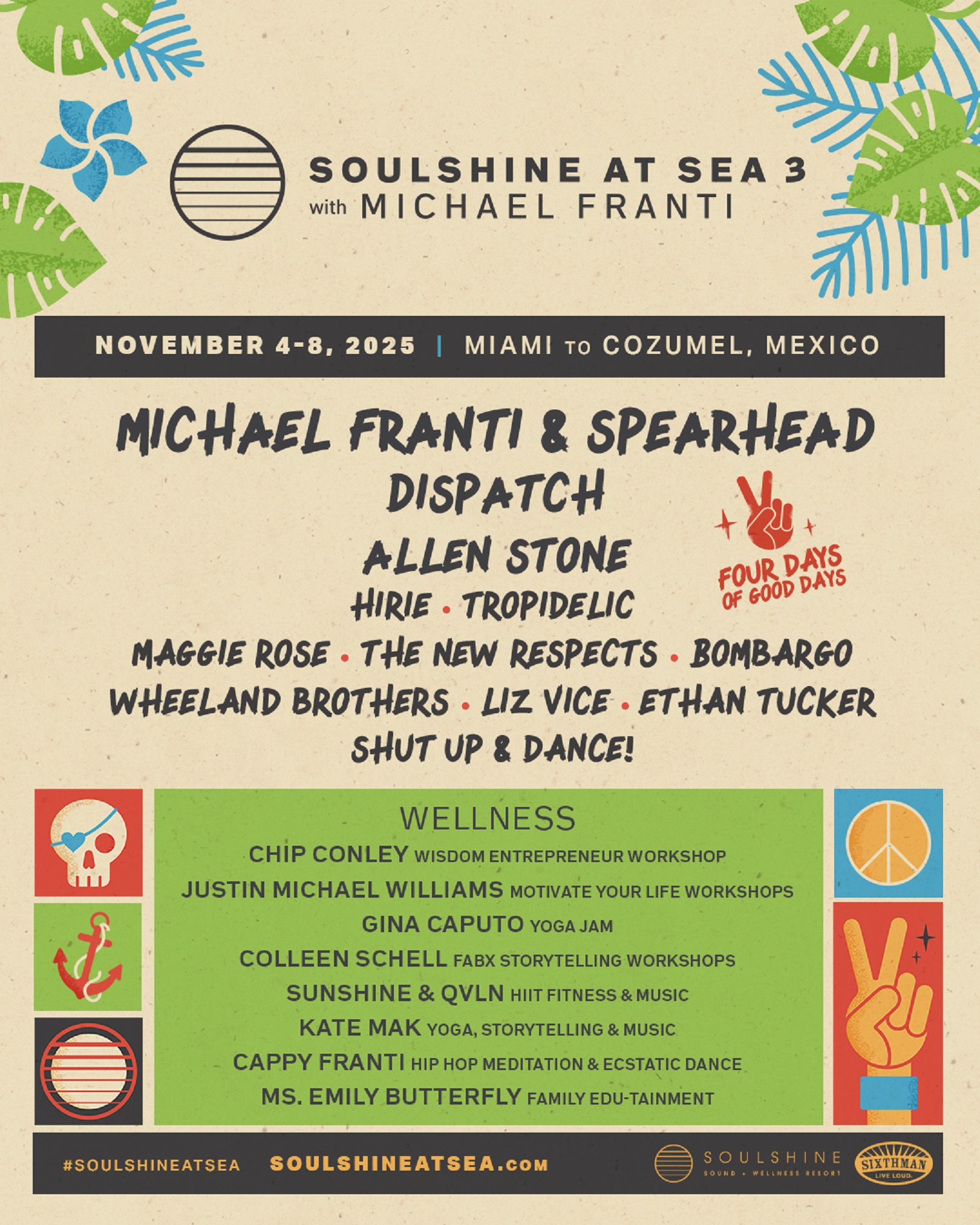 Michael Franti & Spearhead and Sixthman Announce Lineup for Soulshine At Sea 3