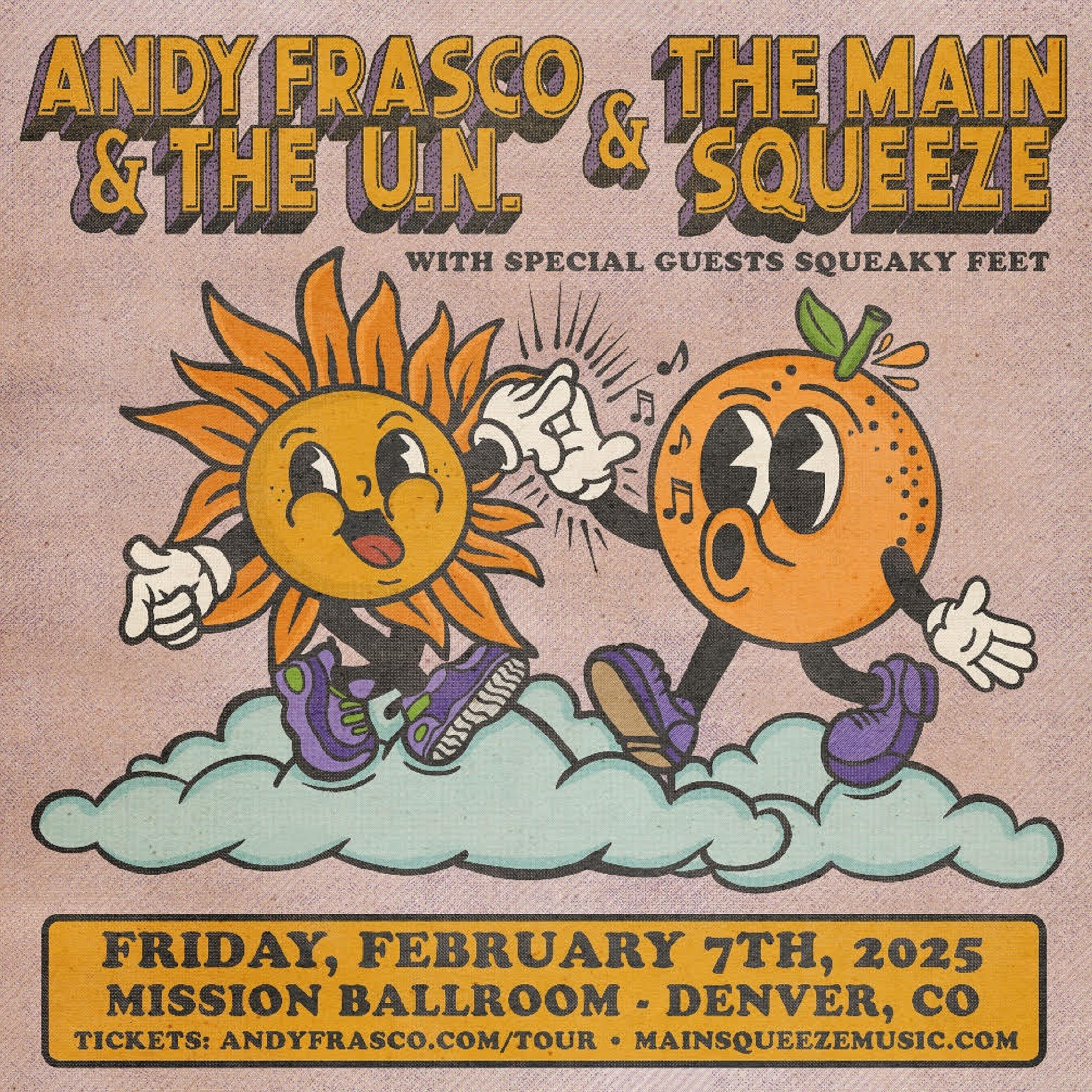 AEG Presents: Andy Frasco & The U.N. and The Main Squeeze with special guests Squeaky Feet at Mission Ballroom on Friday, February 7, 2025