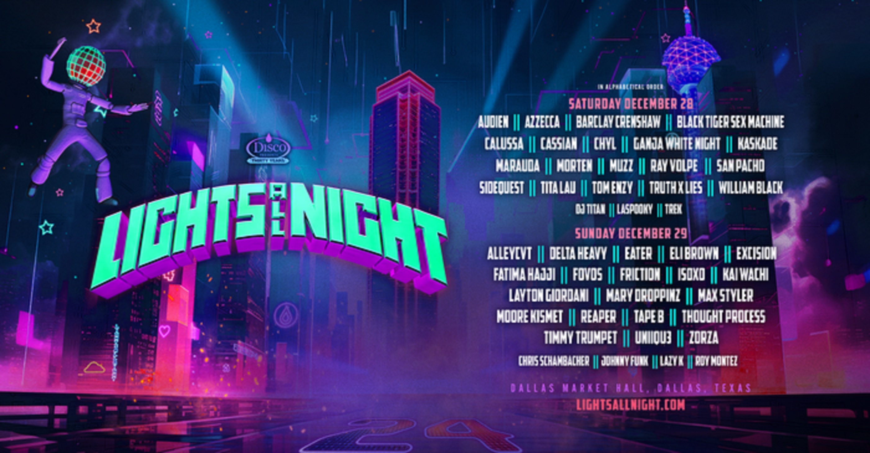 Texas' Premiere New Year's Event Lights All Night Festival Reveals Single Day Lineup