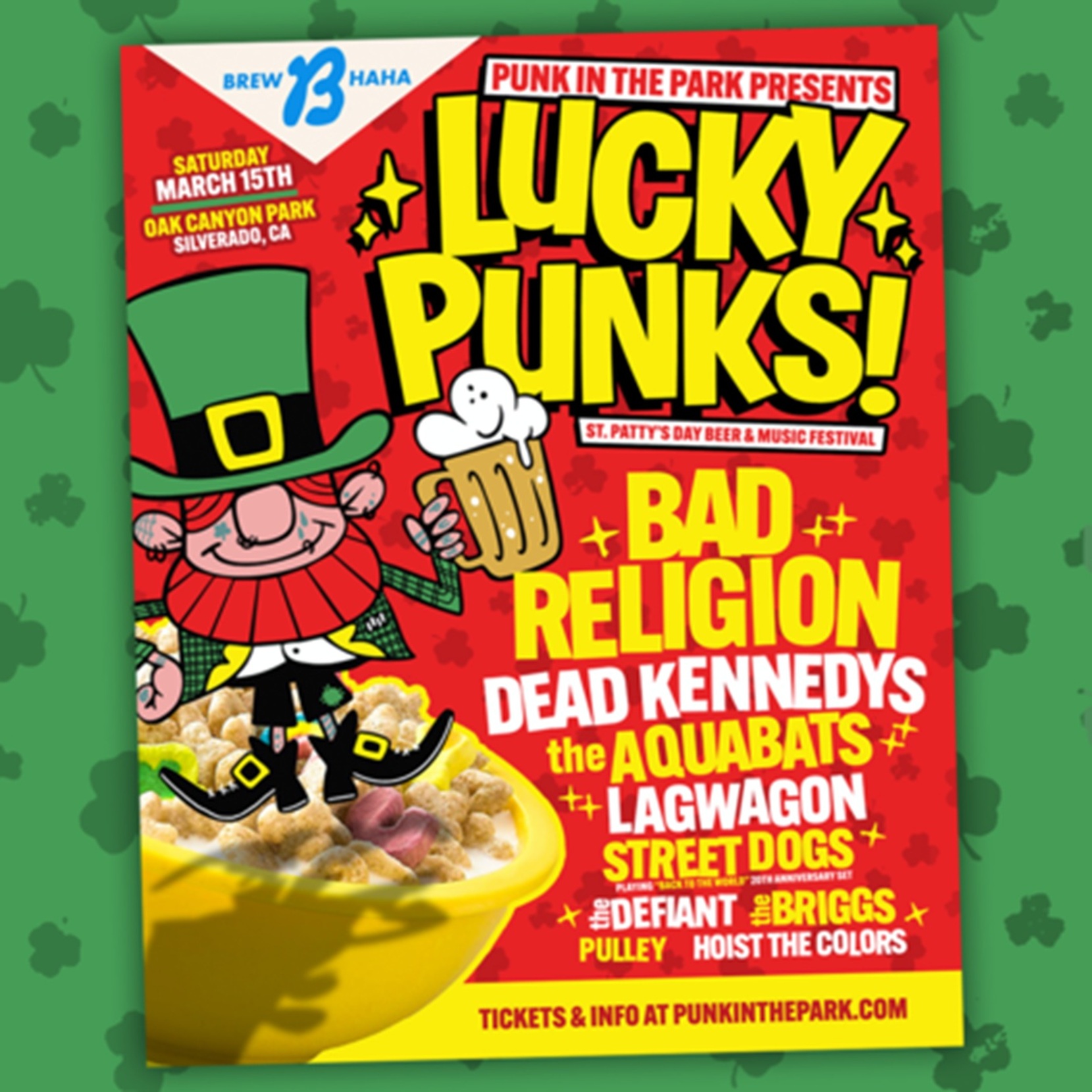 St. Patrick’s Day Weekend Craft Beer & Music Festival With Bad Religion, Dead Kennedys, The Aquabats, Lagwagon, Street Dogs & More