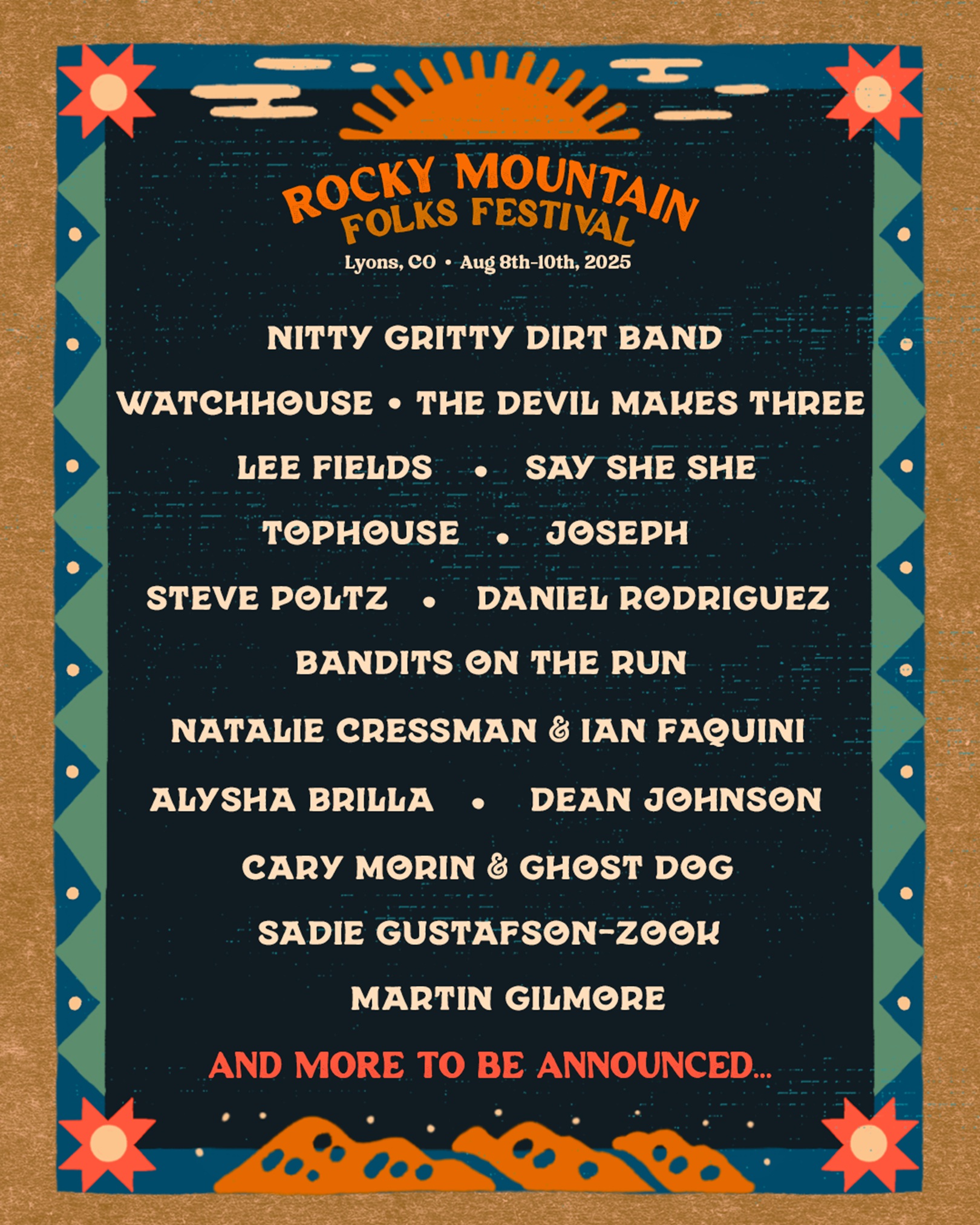 Rocky Mountain Folks Festival Announces Lineup For 35th Annual Festivarian Gathering In Lyons, Colorado, August 8-10