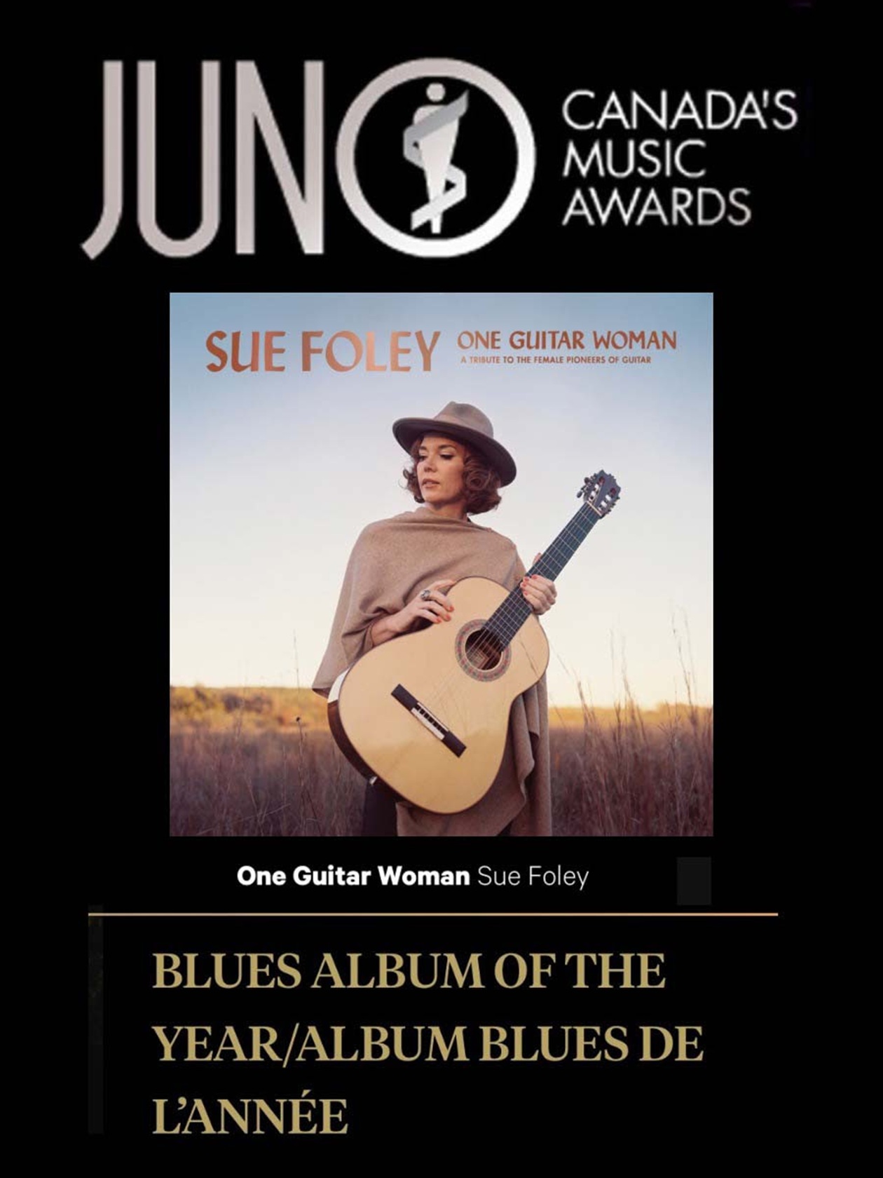 SUE FOLEY RECEIVES 2025 ﻿JUNO AWARD NOMINATION FOR BLUES ALBUM OF THE YEAR