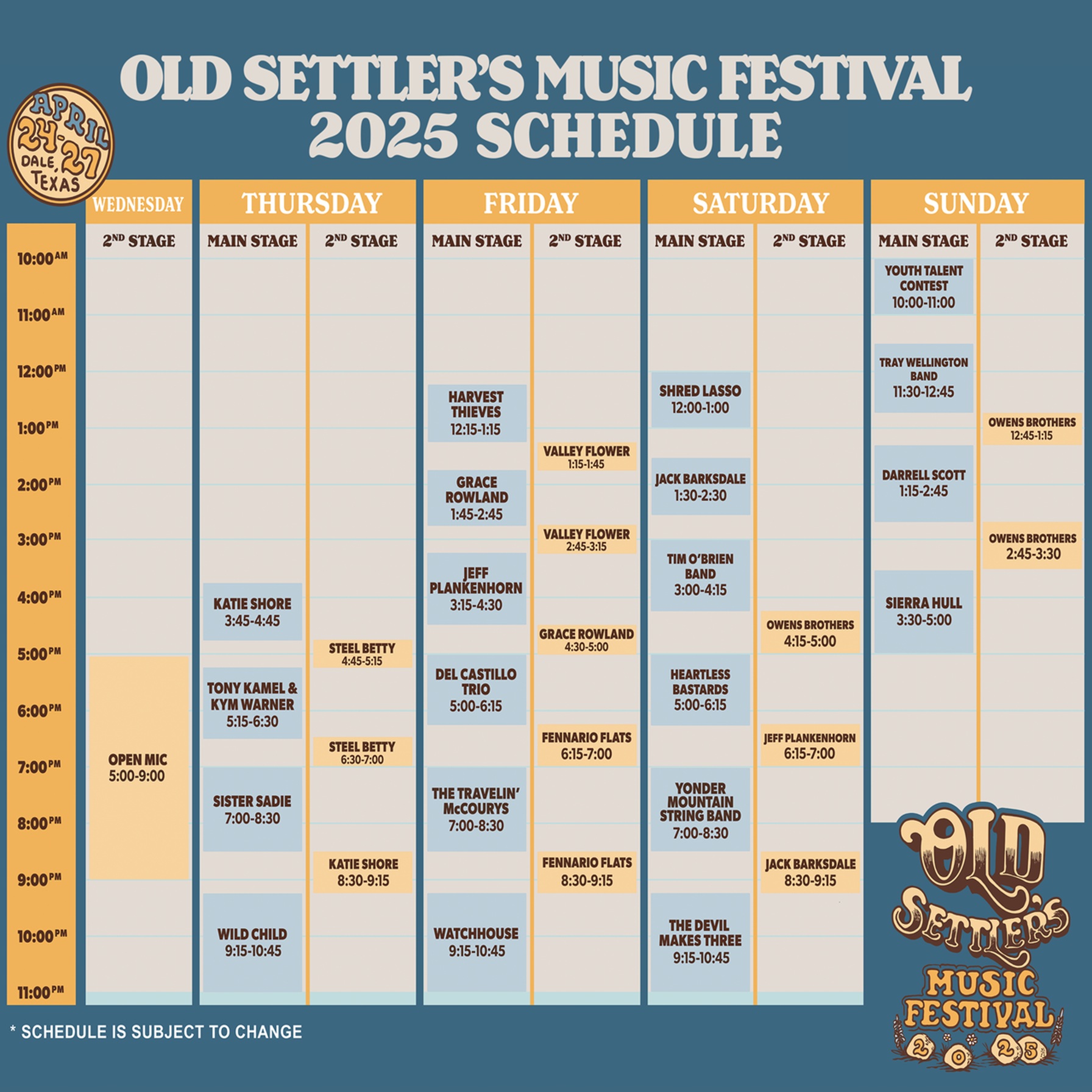 Old Settler's Music Festival Announces Schedule for April 24-27