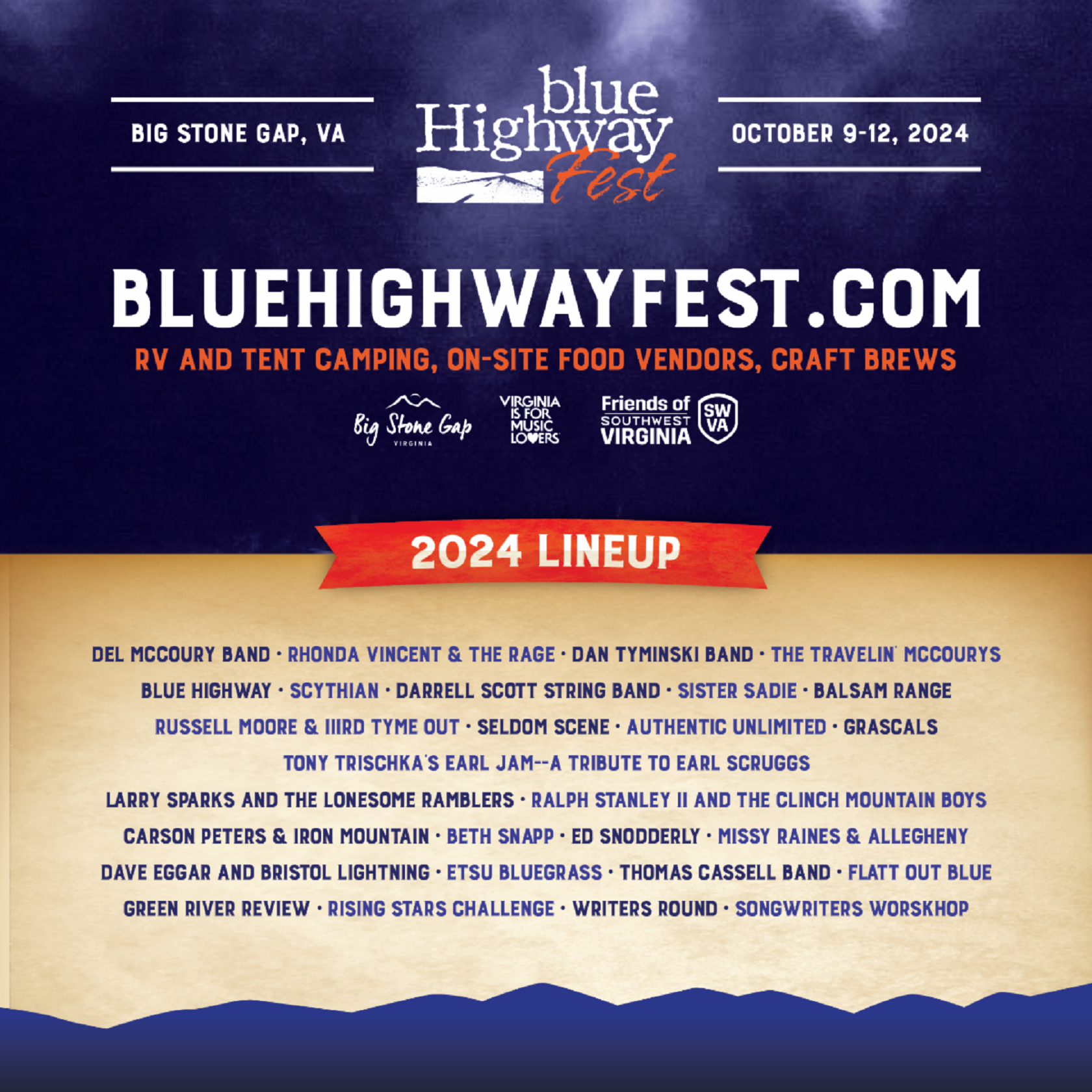 BLUE HIGHWAY FEST Returns October 9-12 for 3rd Annual Festival in Big Stone Gap, VA