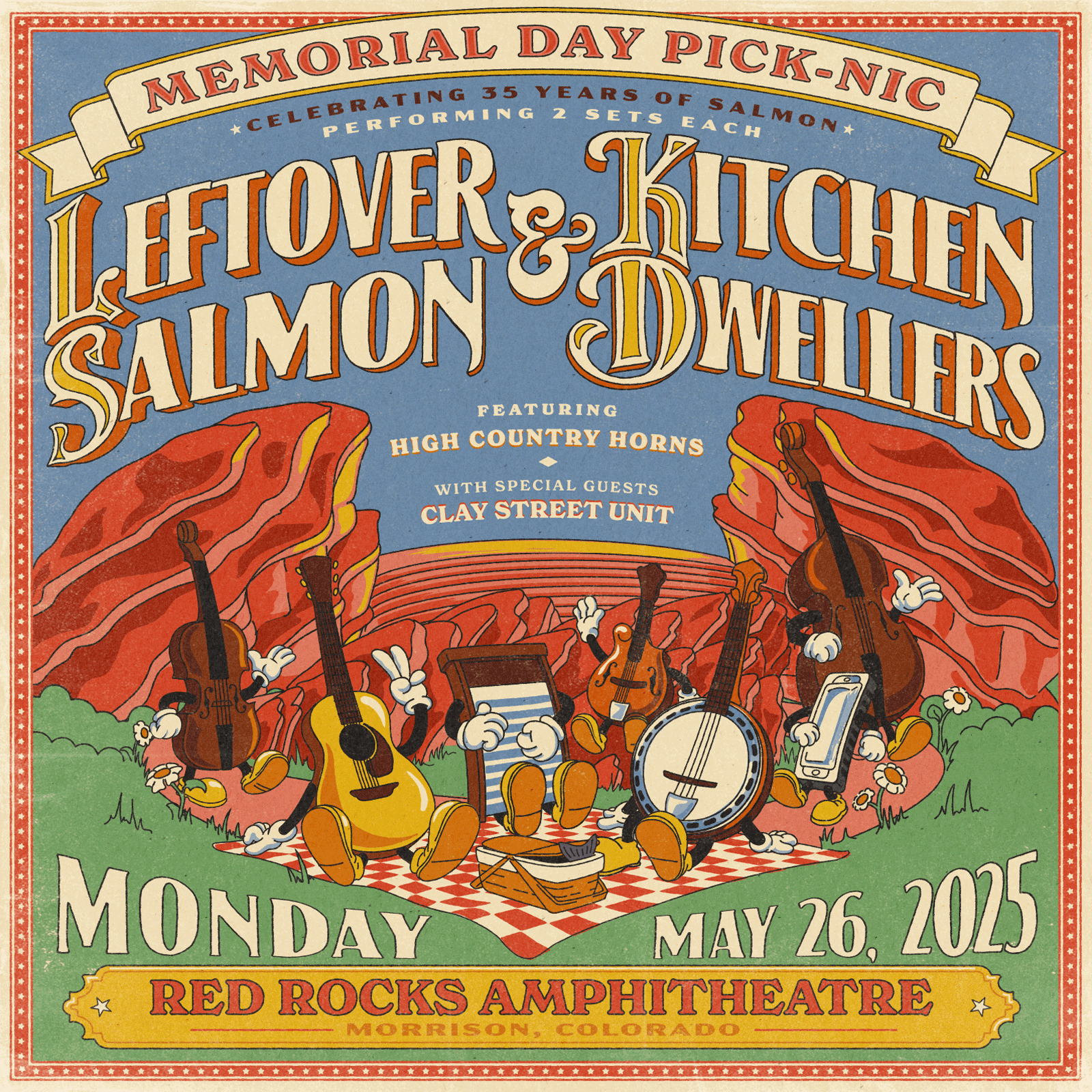 Leftover Salmon & Kitchen Dwellers announce 2025 "Memorial Day Pick-Nic" at Red Rocks