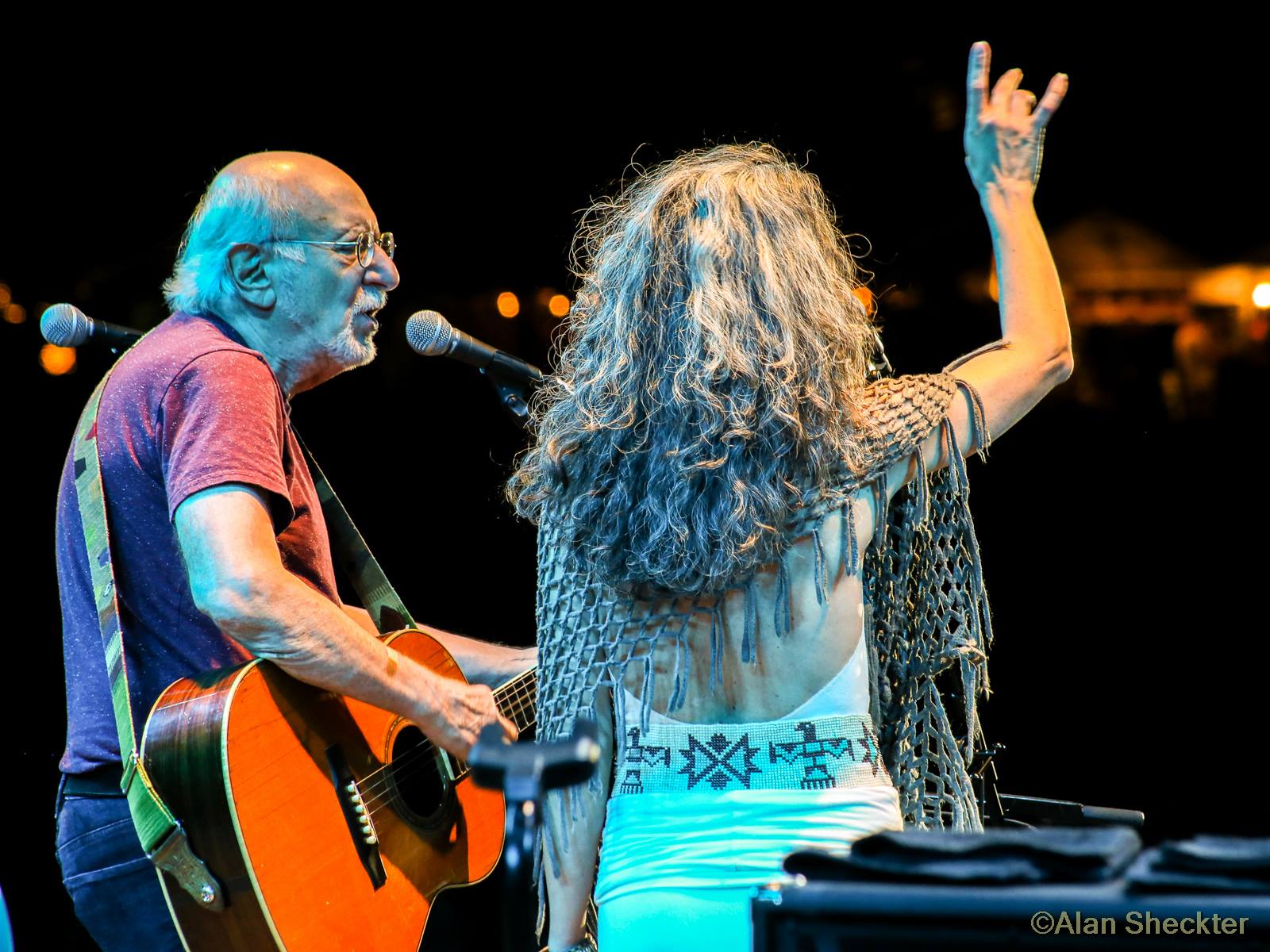 Peter with daughter Bethany on stage in California