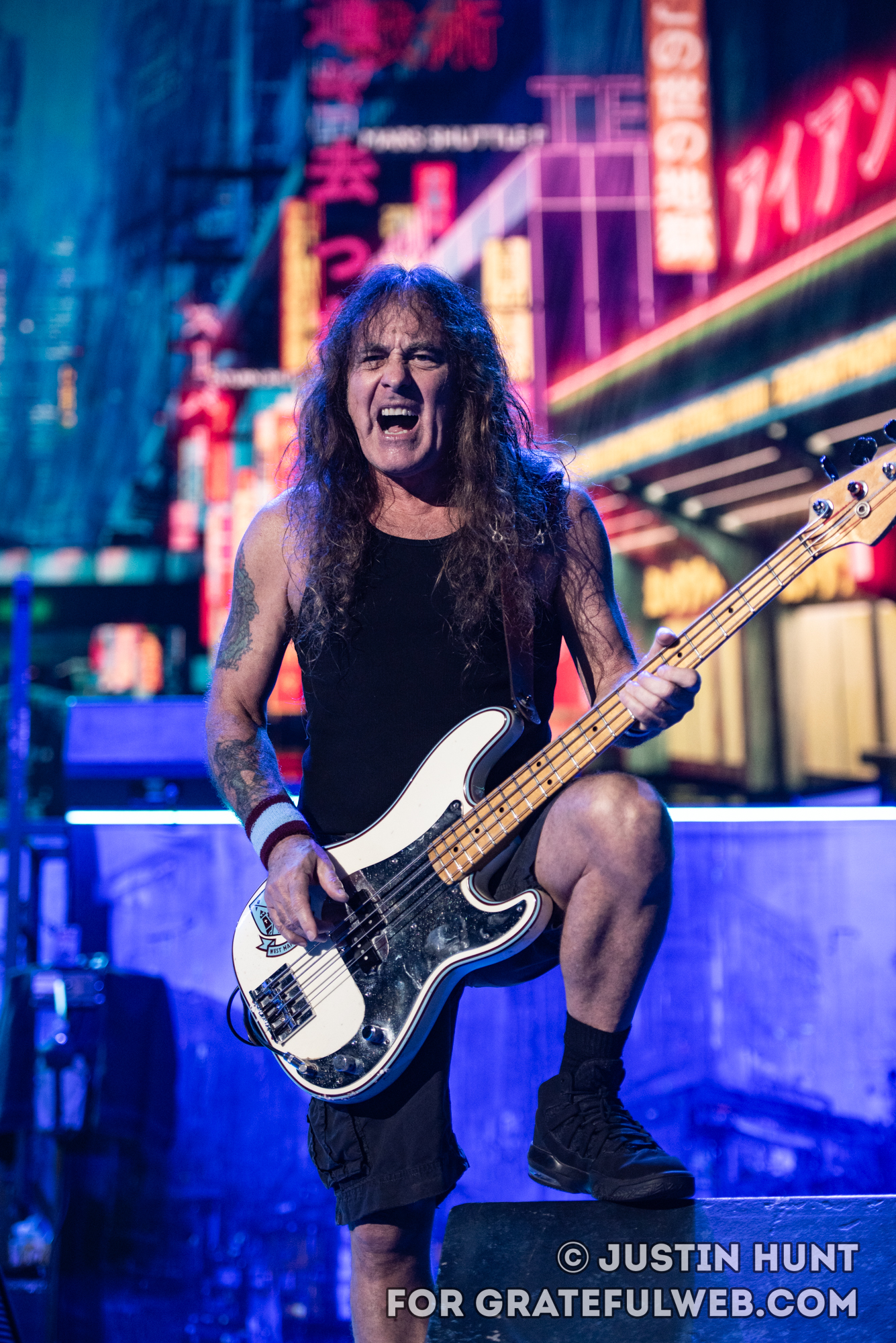 Steve Harris' signature bass gallop thunders through the venue, bringing the crowd to life