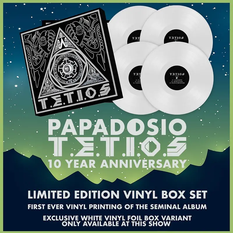 "We'll have vinyl pressings available for the first time ever at this anniversary celebration, which will feature a 4-LP box set plus an exclusive white / foil variant you'll only be able to get at the show. Vinyl preorders will be coming next week via our shop." - @papadosio, via Twitter