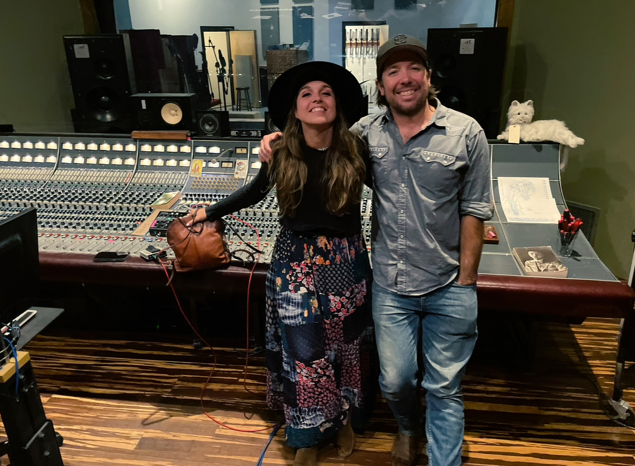 Jessica with Nat Keefe in the studio