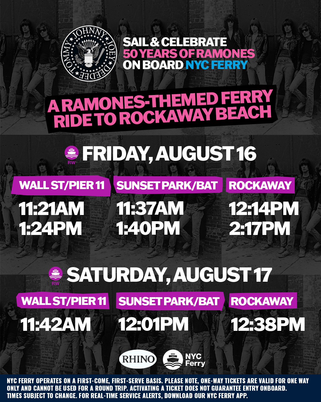 Rhino Announces Ramones-Themed Ferry Rides to Rockaway Beach, Limited Edition Record Pressings with Vinyl Me, Please & More to Come Throughout 2024