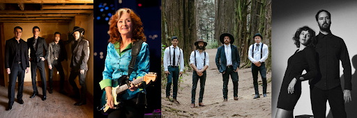 Left to Right: The Avett Brothers, Bonnie Raitt, The Dead South, Watchhouse