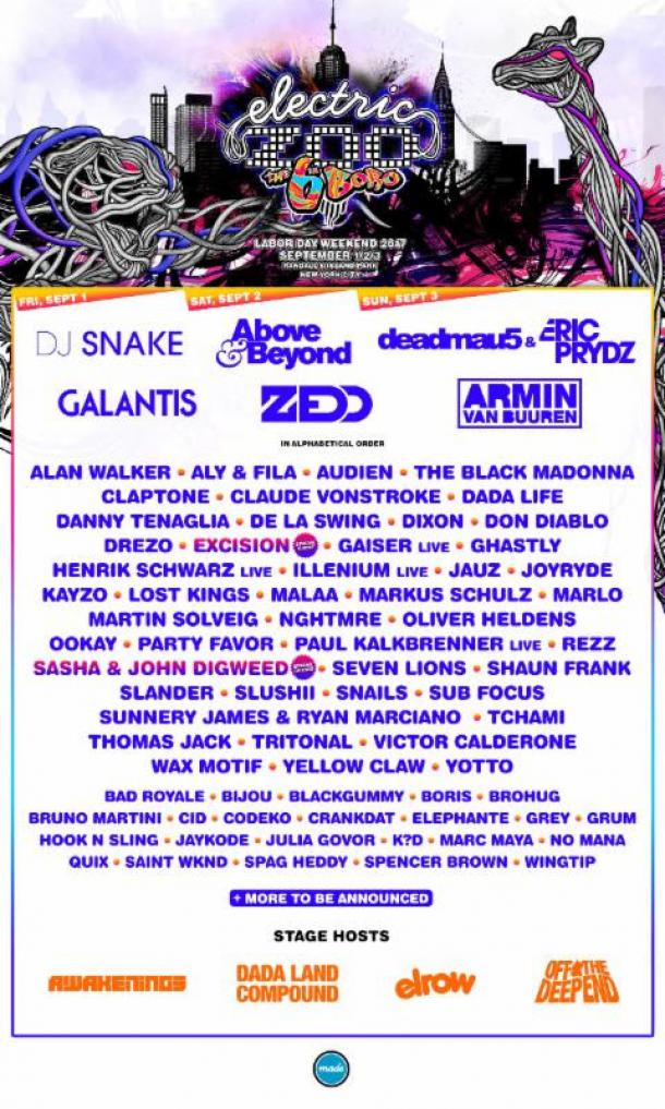 Electric Zoo Festival 2017 Phase 2 Lineup | Grateful Web